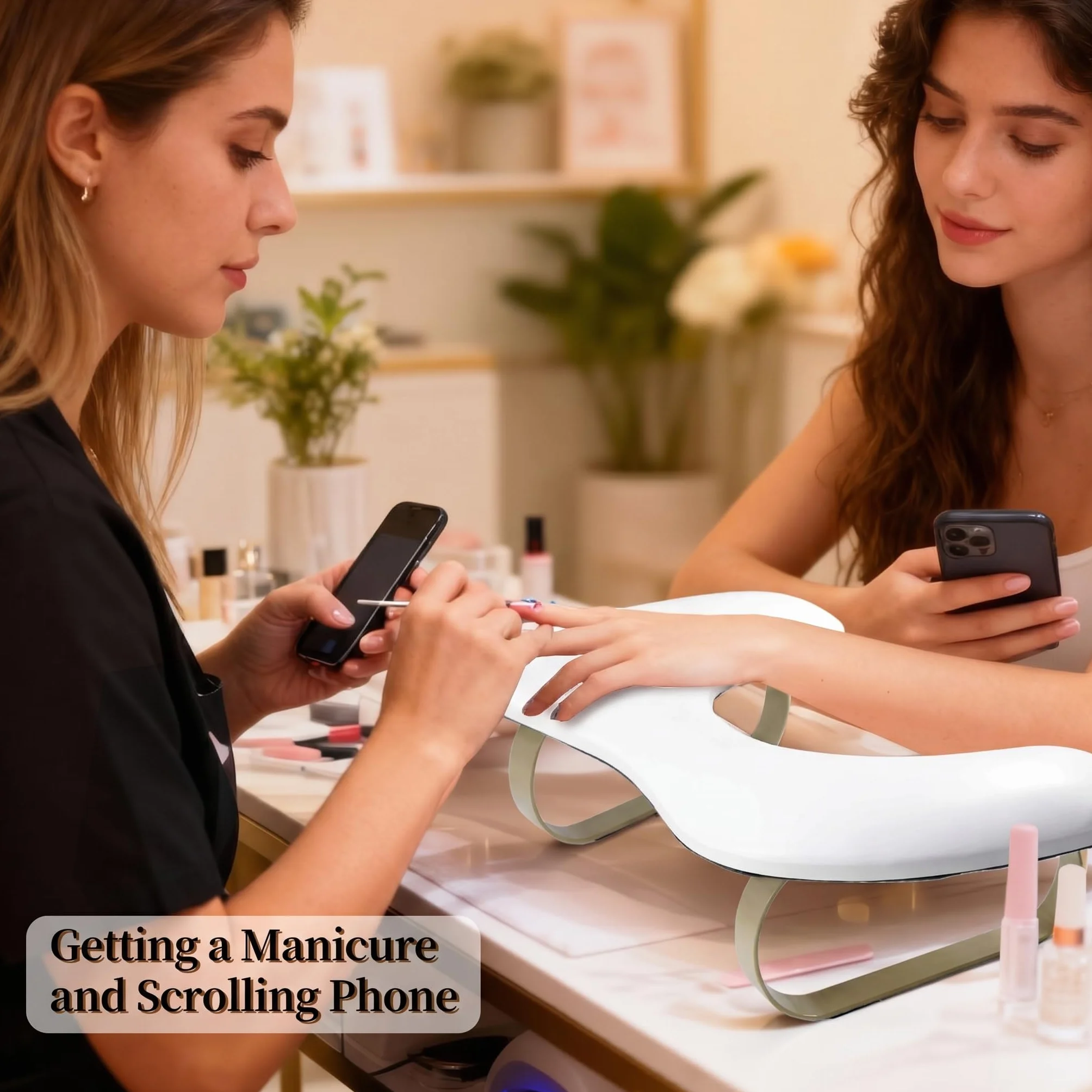 Reposabrazos en forma de U: soporte de arco dorado para uñas, soporte ergonómico en ángulo de 45° para profesionales del arte de uñas y uso doméstico, reposamanos de manicura y pedicura