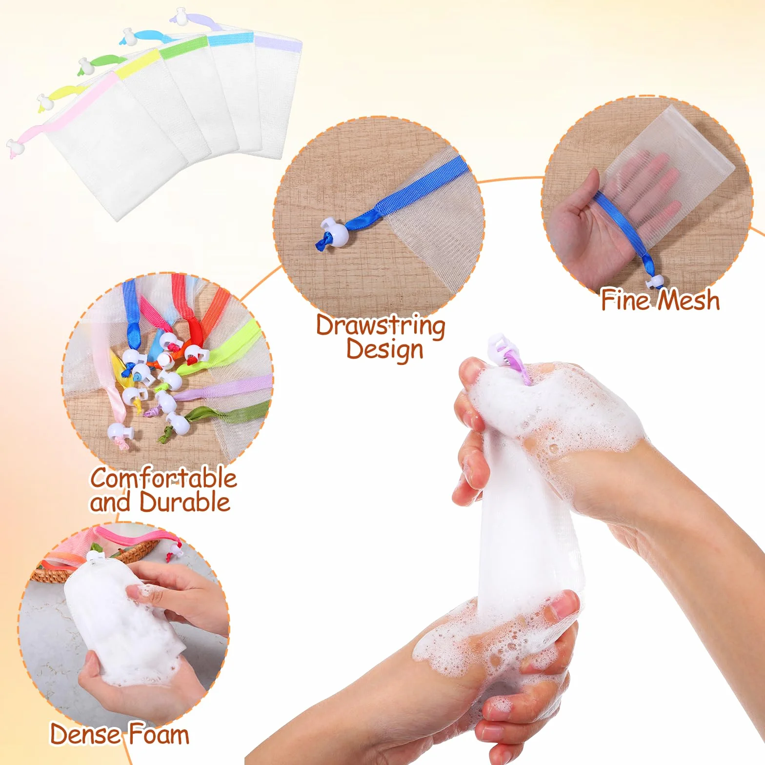 Bolsas de jabón de nailon, red de espuma para jabón sólido, baño y limpieza facial