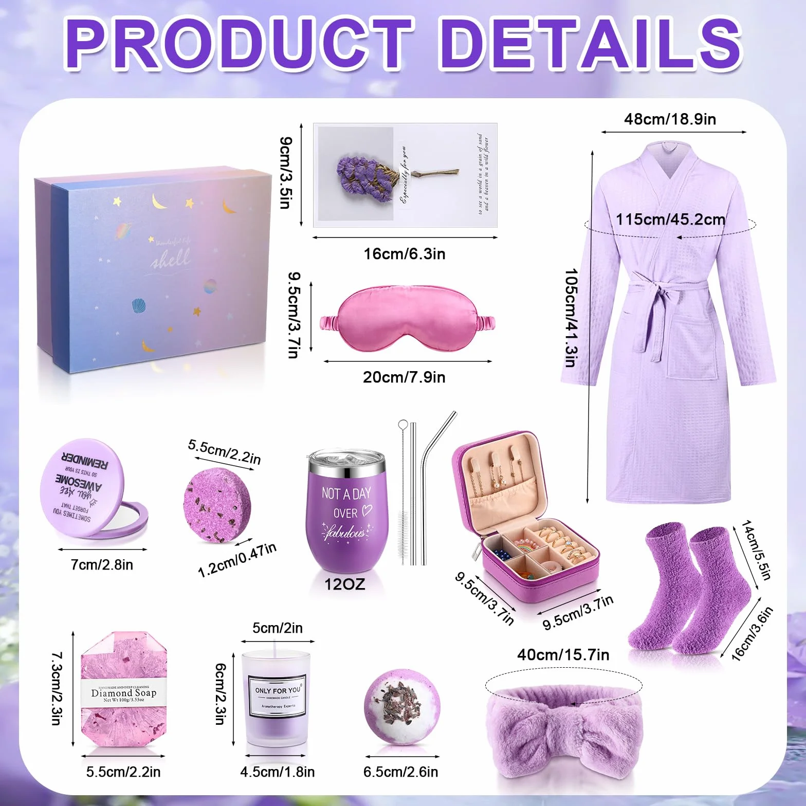 Nuogo Juego de 13 cestas de regalo de Navidad para mujer, regalo de cumpleaños, spa, cesta de regalo para mujeres, espejos, calcetines, vaporizadores, joyero, bata de baño para mamá, novia, esposa