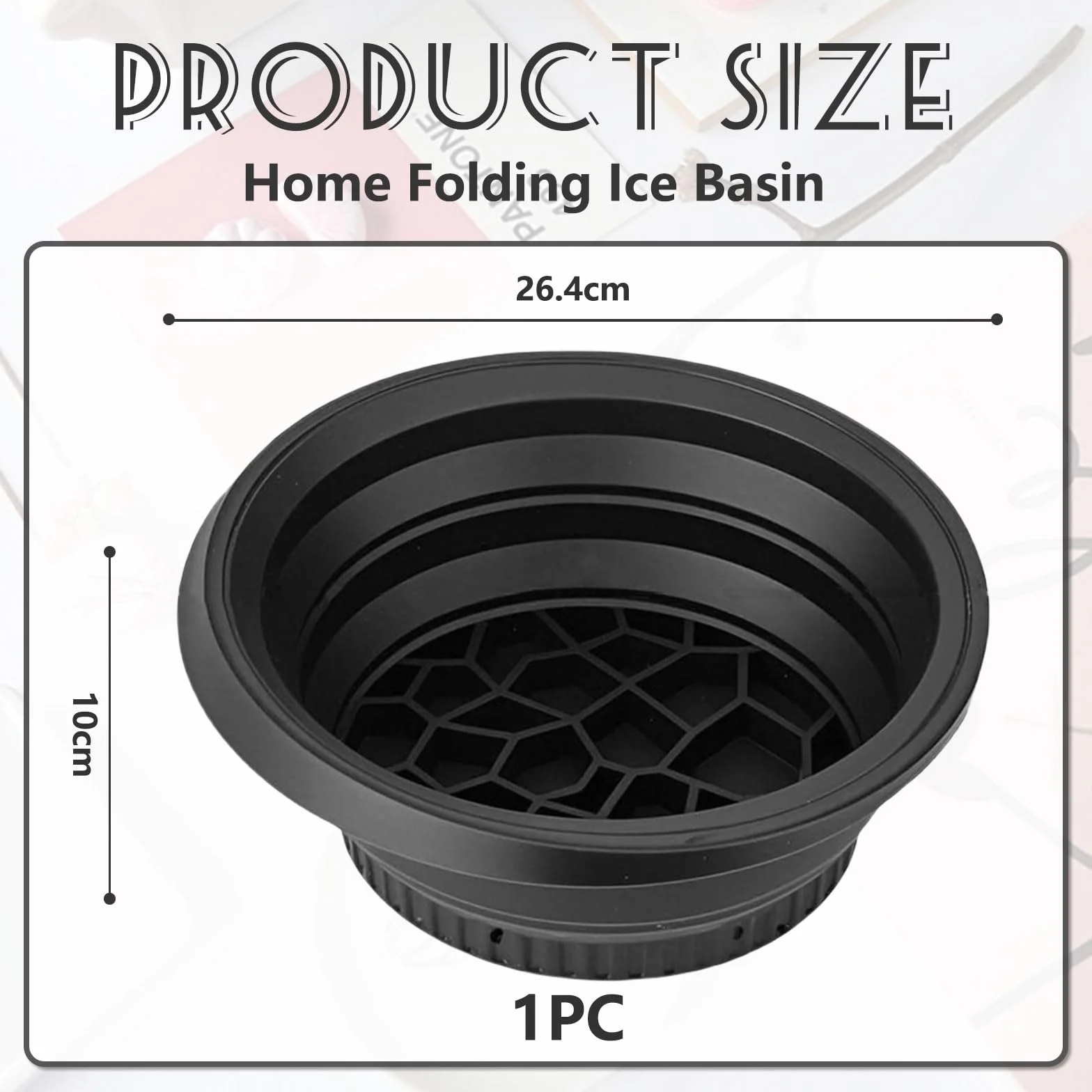 Cuenco Facial para Hielo de Silicona Plegable, Compartimento Integrado, Inmersión Facial para Tonificar Piel y Aliviar Acné (Negro)