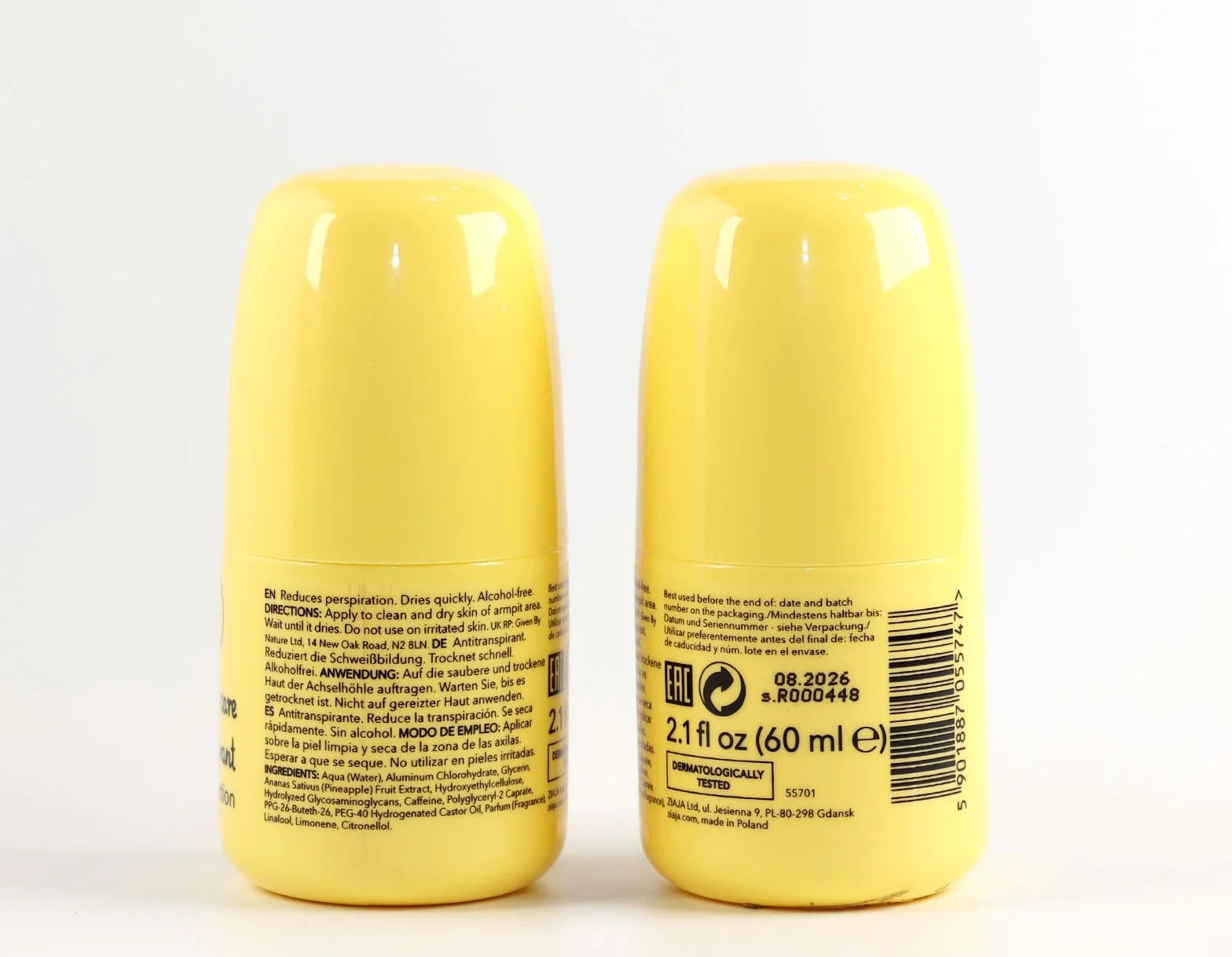 ZIAJA Desodorante Antitranspirante 48h Piña sin Alcohol Vegano