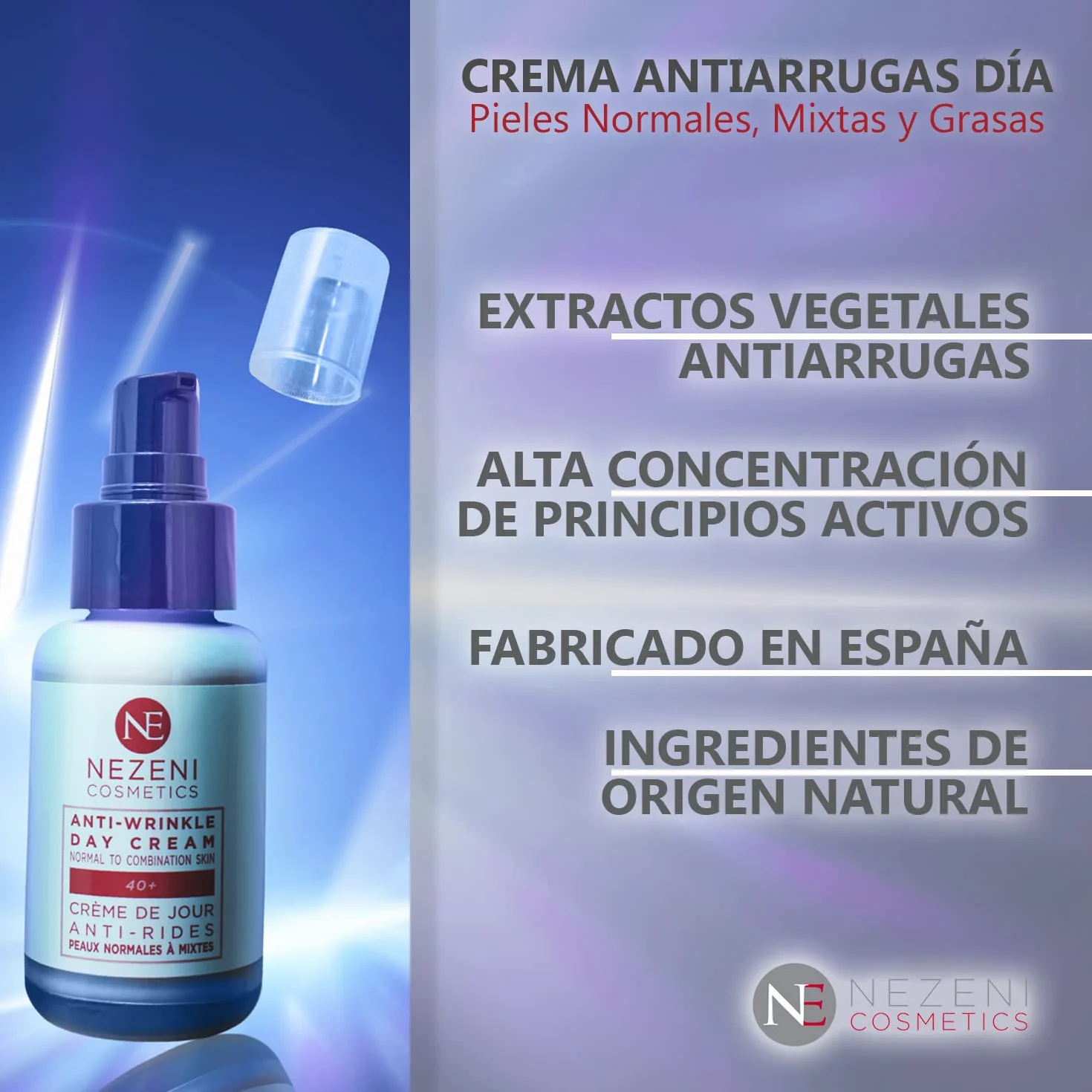 Nezeni Crema Facial Antiarrugas Mujer/Hombre 16 Principios Activos | Rellenador Arrugas Profundas | Crema Antiarrugas Día Reafirmante Para Cara, Cuello y Escote | Piel Normal, Grasa y Mixta