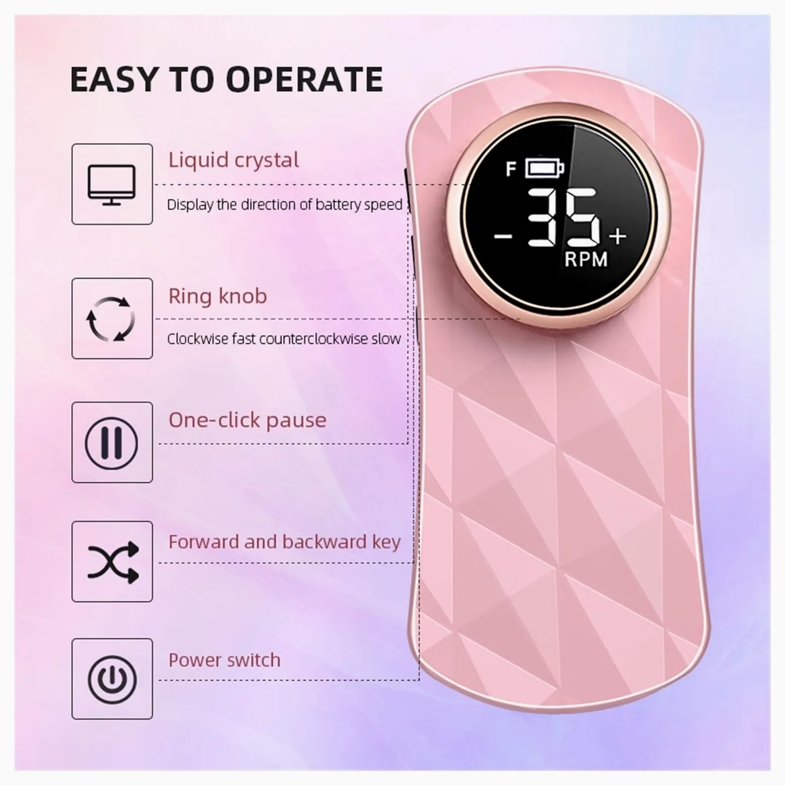 Torno para Uñas, Taladro de uñas de 35000RPM, lijadora de uñas eléctrica recargable, cortadora de fresado de máquina de manicura profesional for pulido de Gel(Bianco)