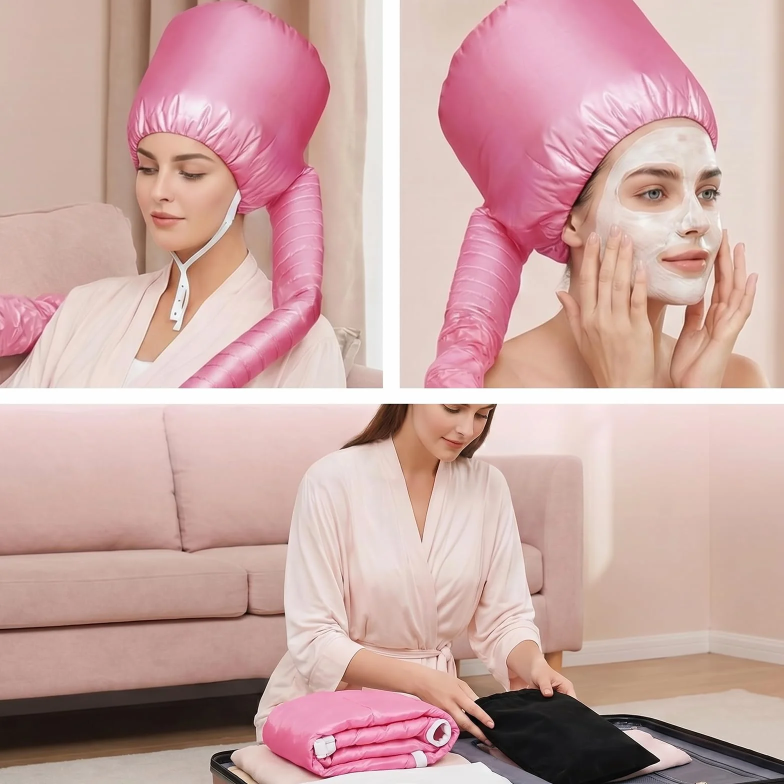 Gorro Secador de Pelo con Cordón Ajustable para Secar y Peinar