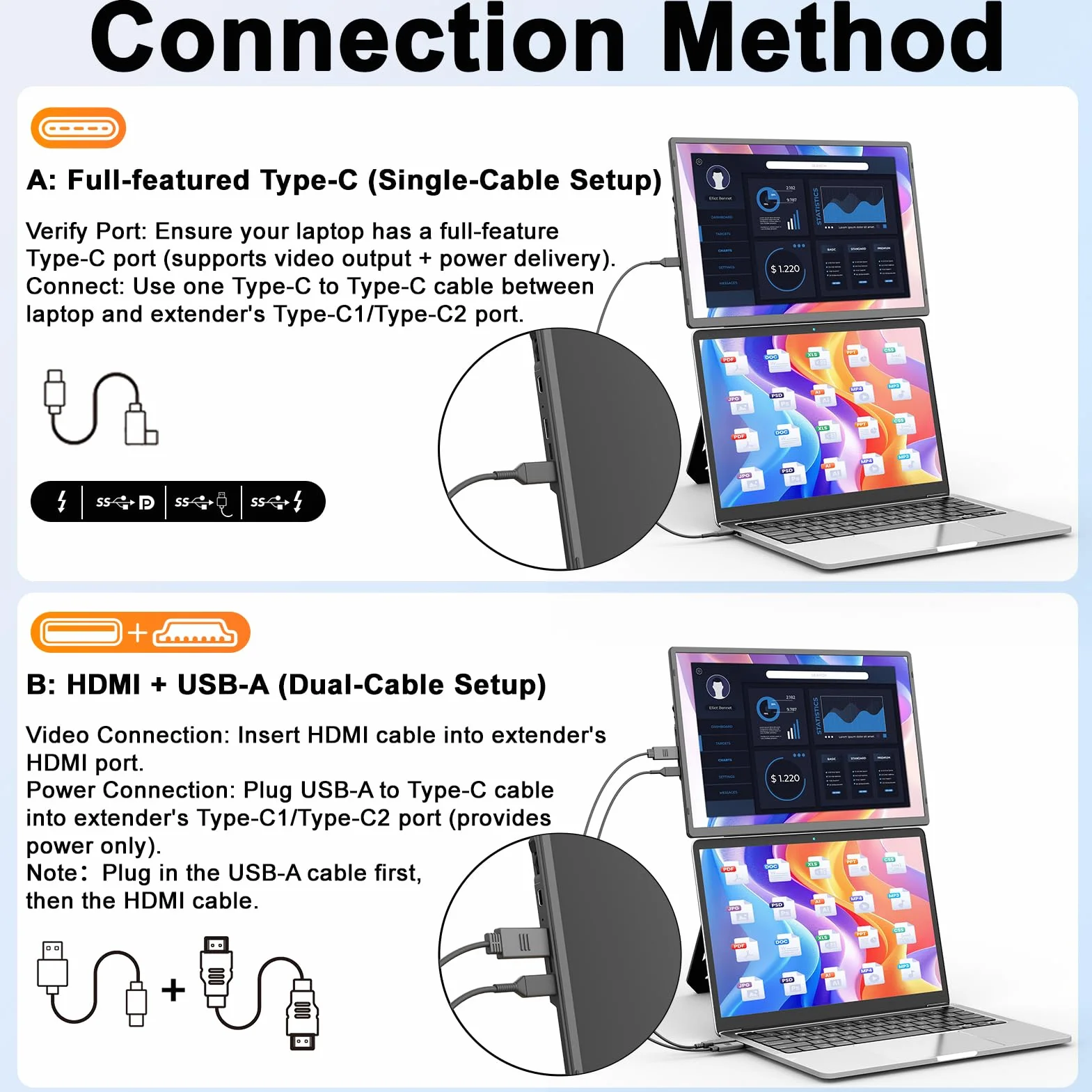 Domyfan Monitor Portable 16,1" FHD 1200P Doble Pantalla Soporte Magnético 360° Plug & Play