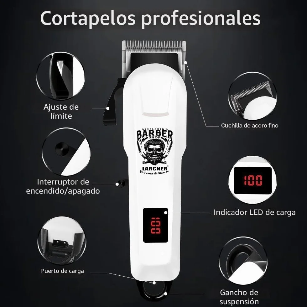 Cortapelos profesional hombre recortadora barba afeitadora eléctrica cortadora pelo cerámica hoja T