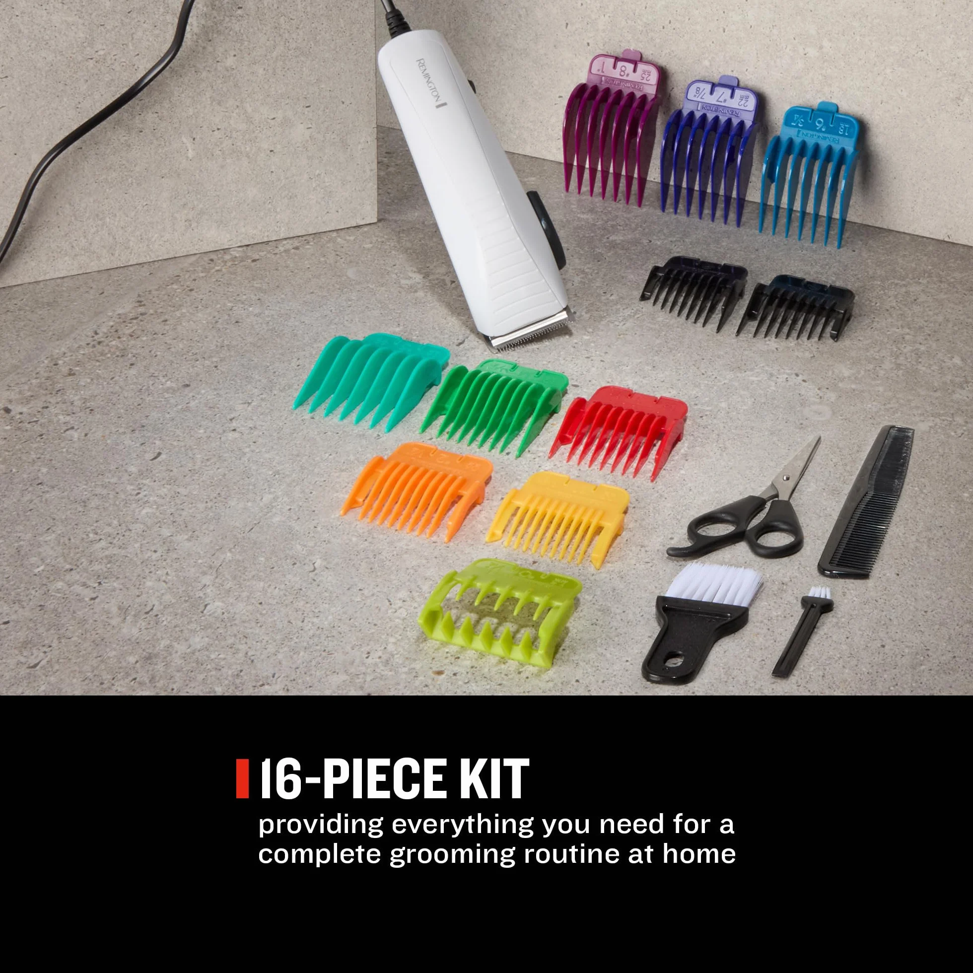 Remington HC5035 Máquina de Cortar Pelo ColourCut Cortapelos con Cable Cuchillas Acero Inoxidable 9 Peines