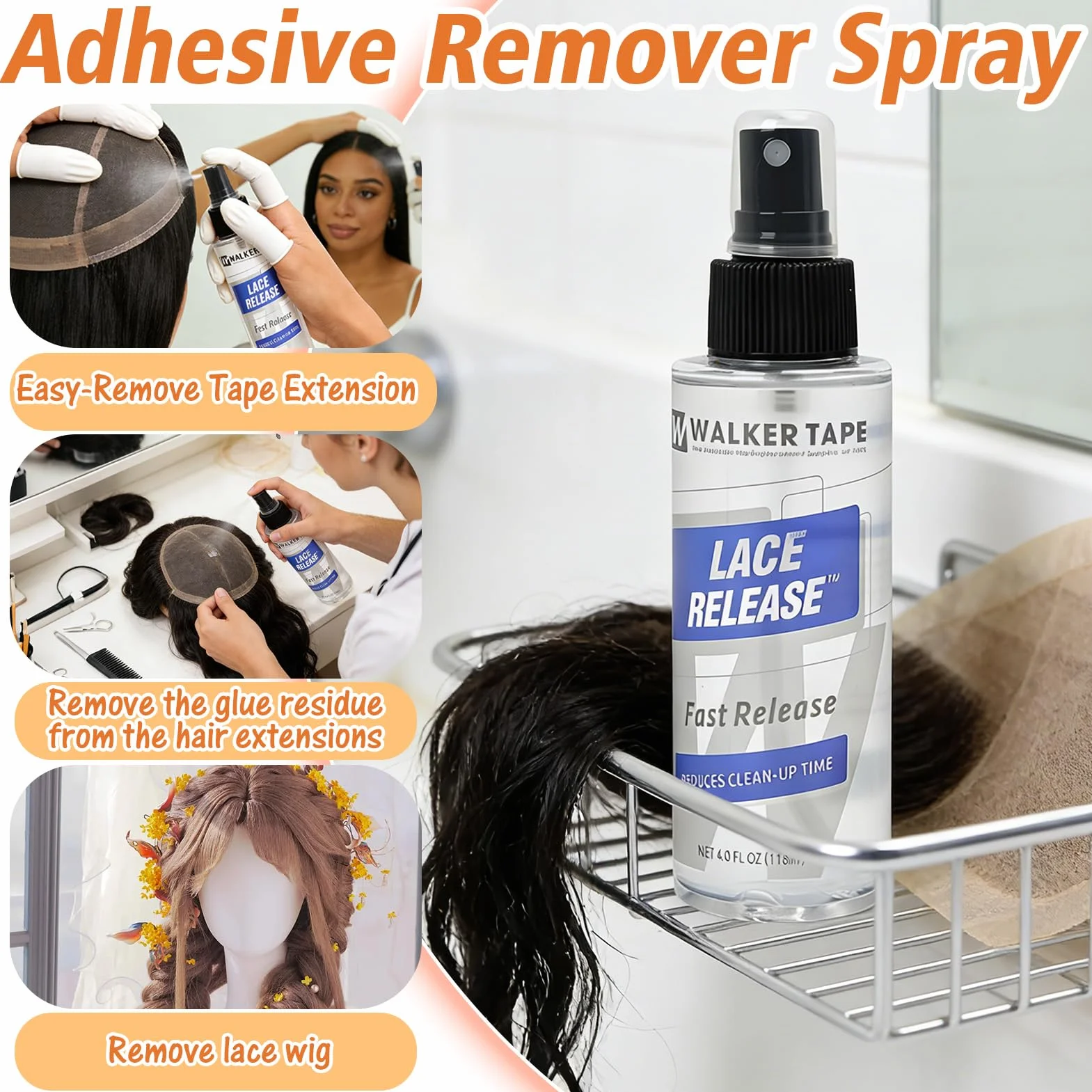 Wig Glue Kit Removedor de Extensiones Adhesivas con Cepillo Aplicador y Cinta