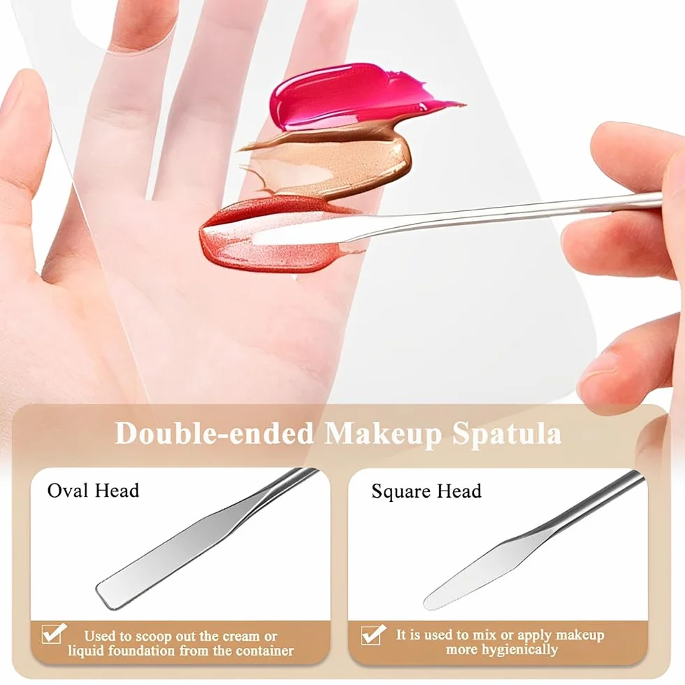 Paleta de Maquillaje Acrílico Transparente con Espátula para Base y Uñas