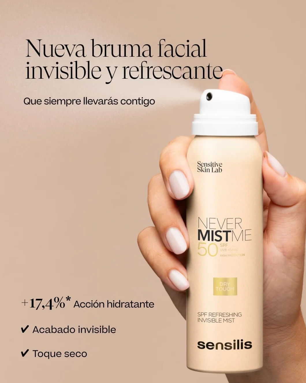 Sensilis Invisible Never Mist Me SPF50 Bruma de Alta Protección en Spray 100 ml
