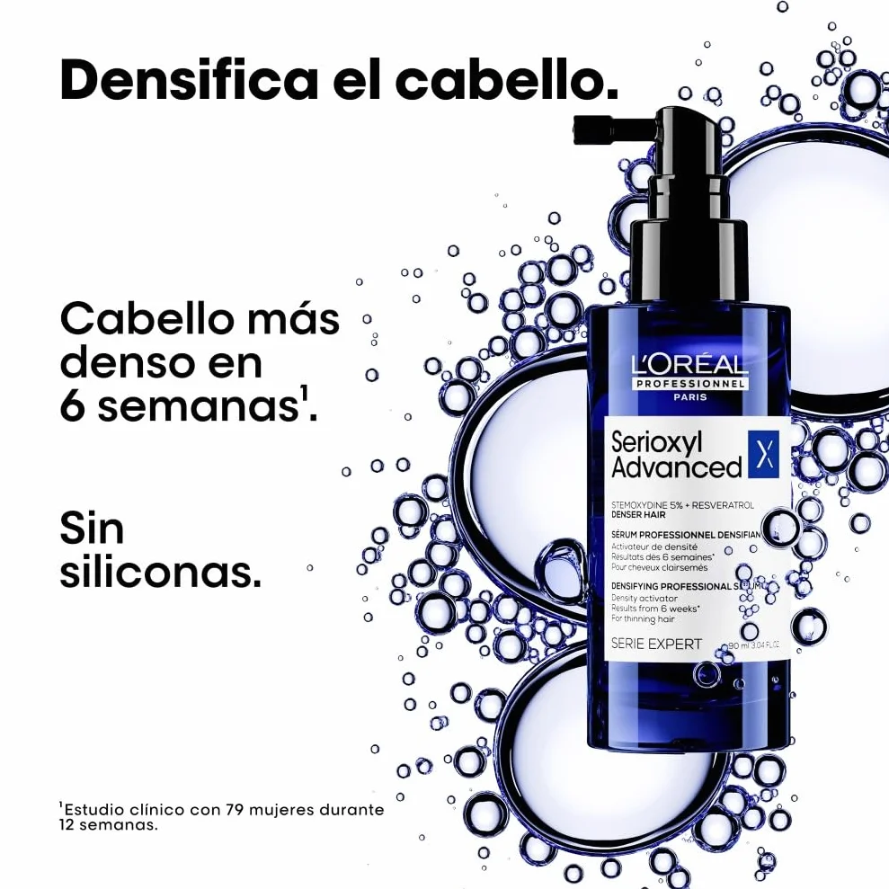 L’Oréal Professionnel Activador de Densidad Enriquecido con Activos Dermatológicos para Cabello Fino y con Poca Densidad, Serioxyl Advanced, 90 ml
