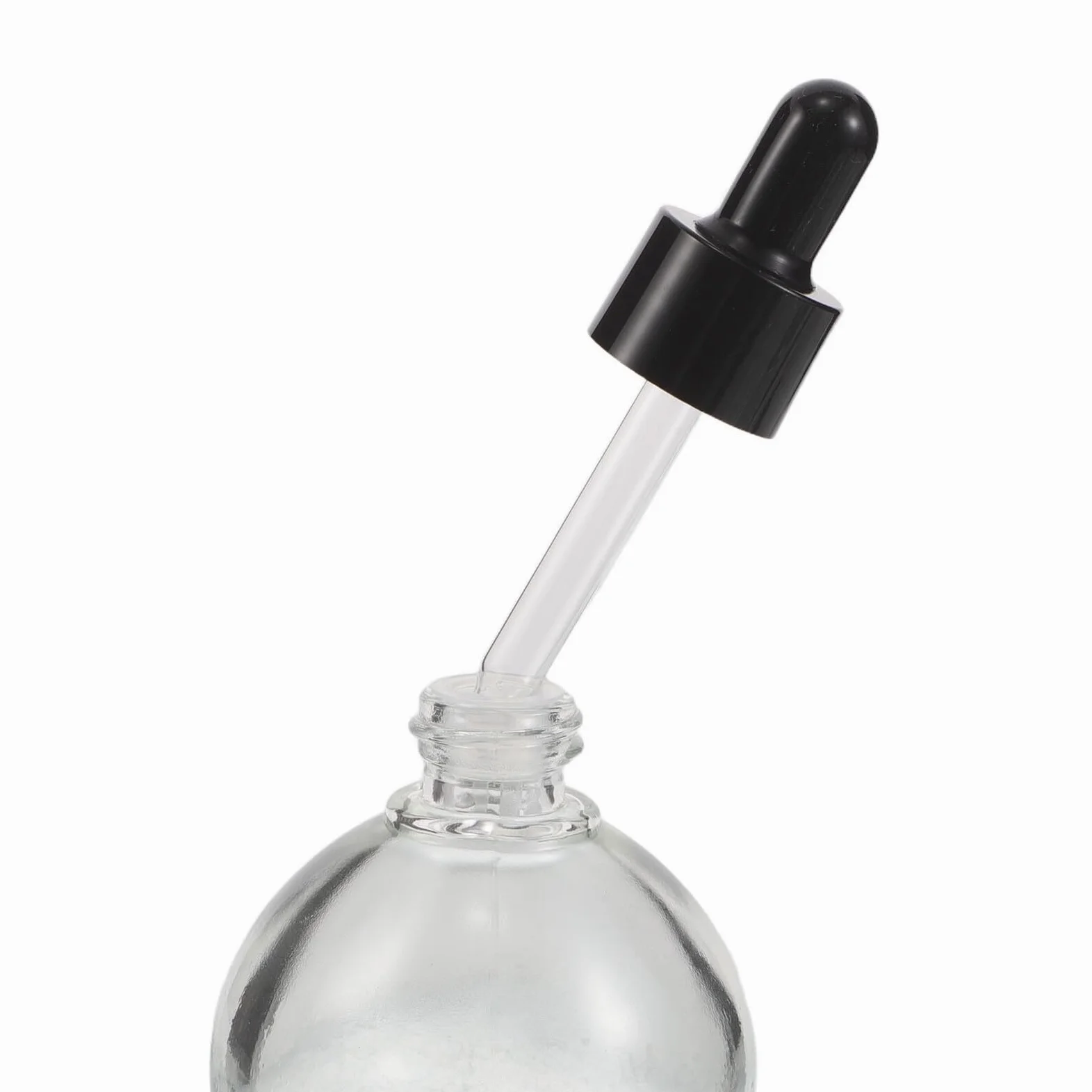 12 Piezas Frascos Gotero de Vidrio Transparente 30 Ml 12 Unidades con Anillo Plástico Negro y Pipeta de Goma Negra para Aceites Esenciales, Perfumes y Sueros, Frascos de Viaje