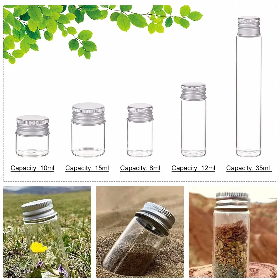 BENECREAT 24 unidades Mini Tarros de Cristal Vacíos 8 ml para Cosméticos con Tapas de Aluminio