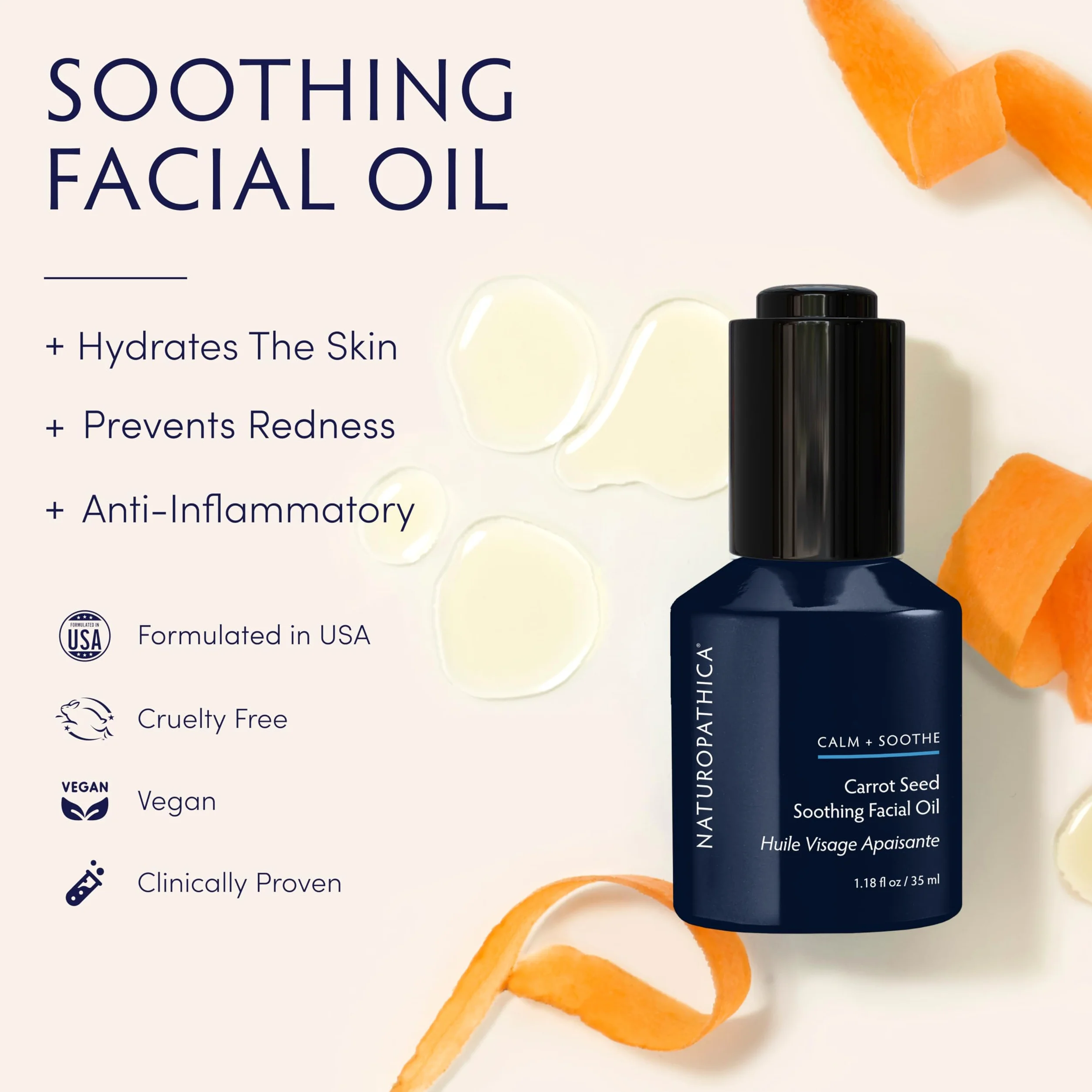 Naturopathica Aceite Facial Calmante de Semillas de Zanahoria [1 Onza]