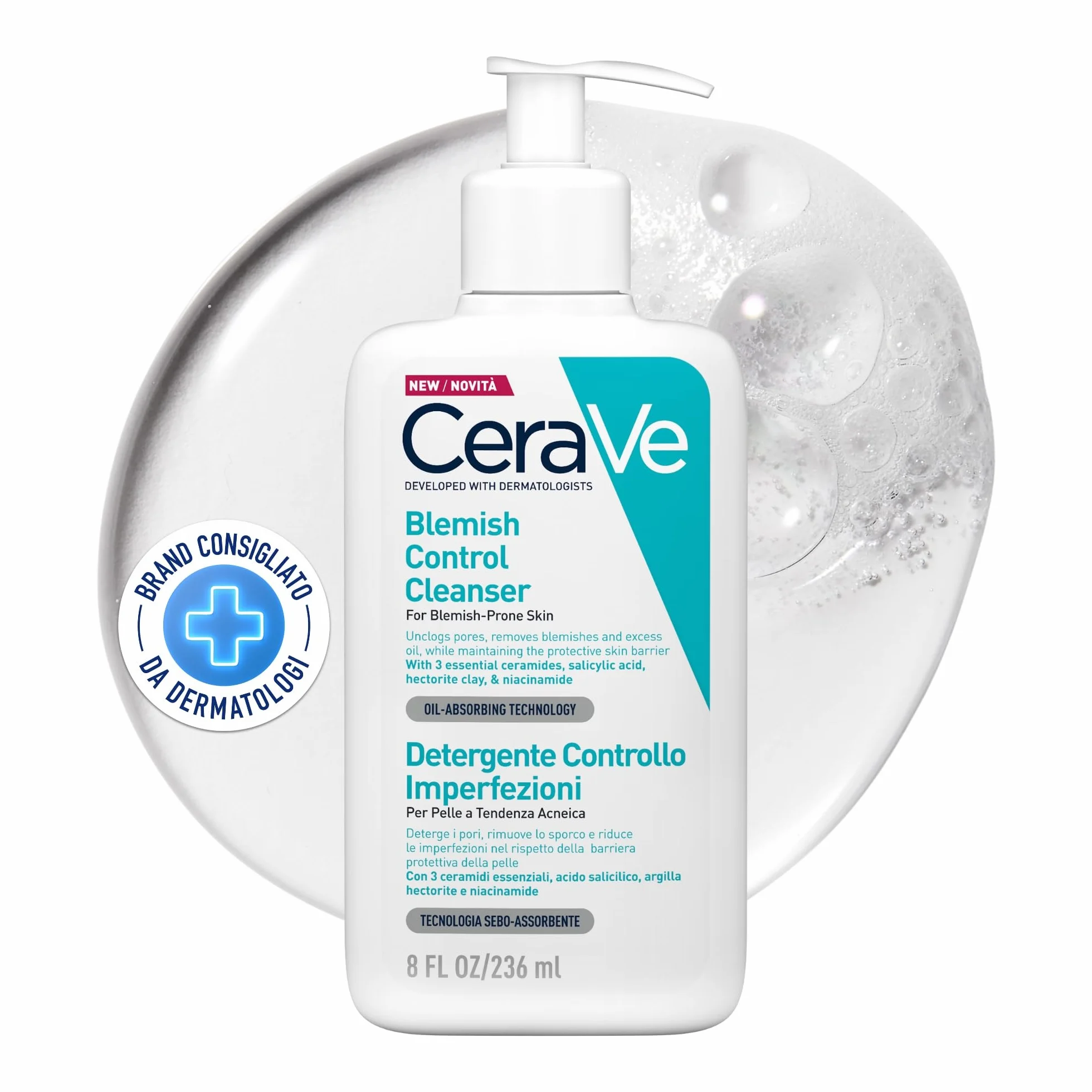 CeraVe Gel Limpiador para Acné y Piel Grasa con Ácido Salicílico 473 ml