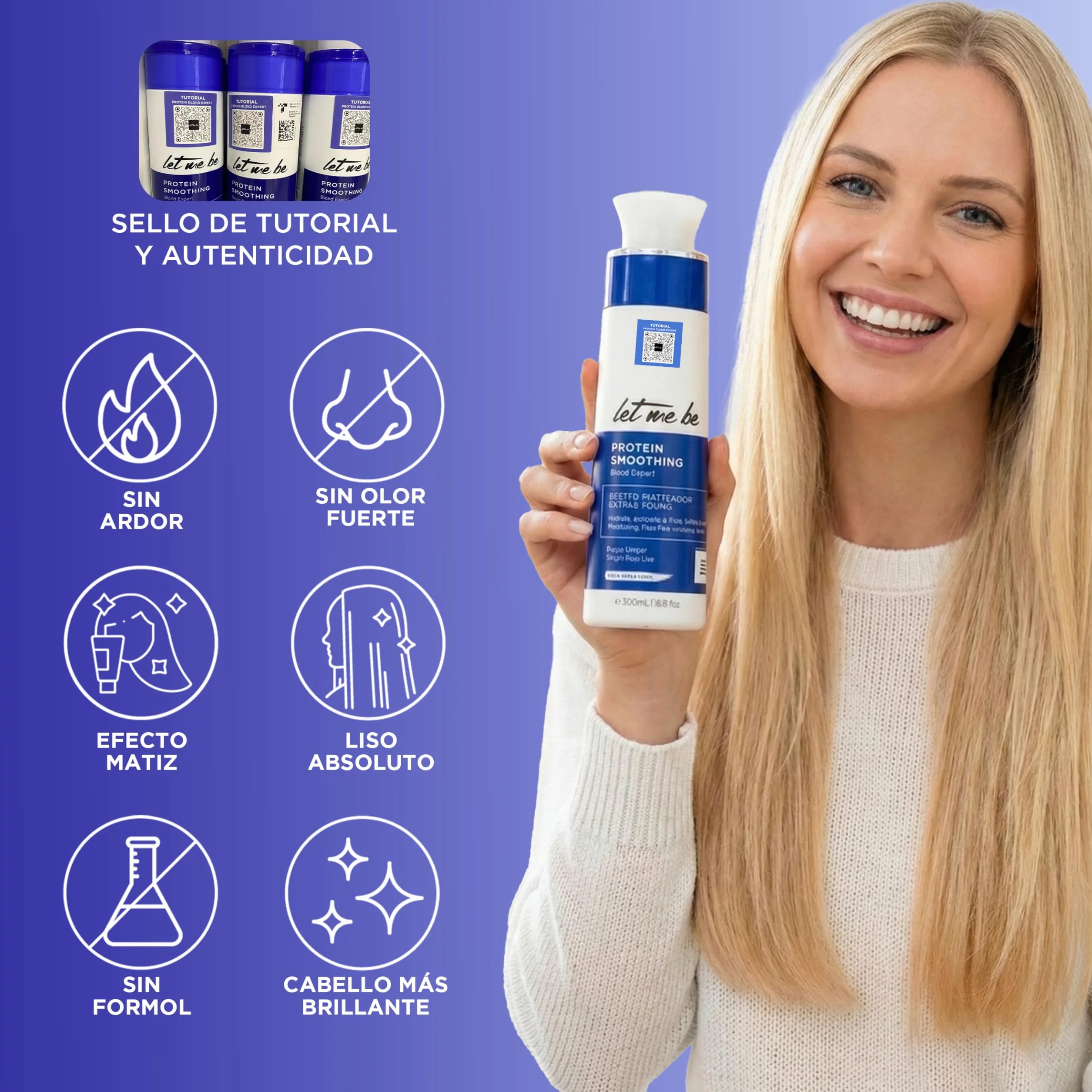 Protein Smoothing Blond Expert Alisado Brasileño Orgánico Sin Formol 1L para Cabellos Rubios