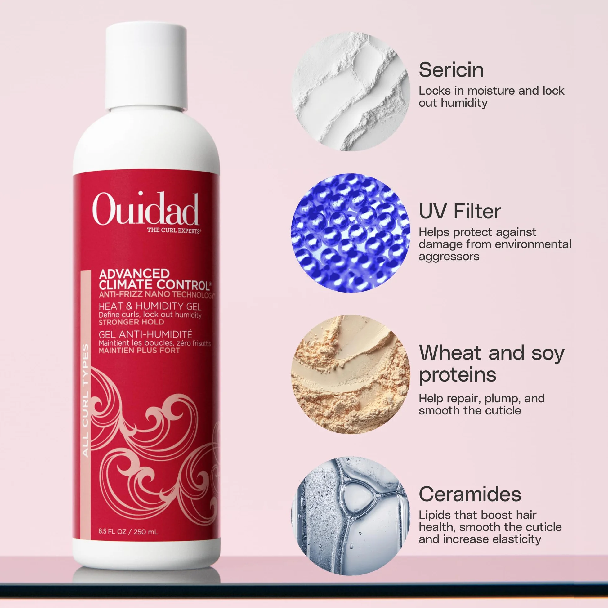 Ouidad Advanced Climate Control Heat & Humidity Gel Stronger Hold 250ml