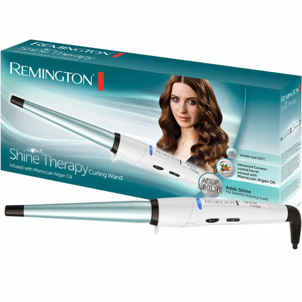 Remington Rizador de Pelo Shine Therapy, Aceite de Argán, Ondulador de Pelo con Barril de 13-25 mm, Crea Rizos Suaves, Cabello Brillante, Cerámica Avanzada, 8 Temperaturas hasta 210°C, CI53W