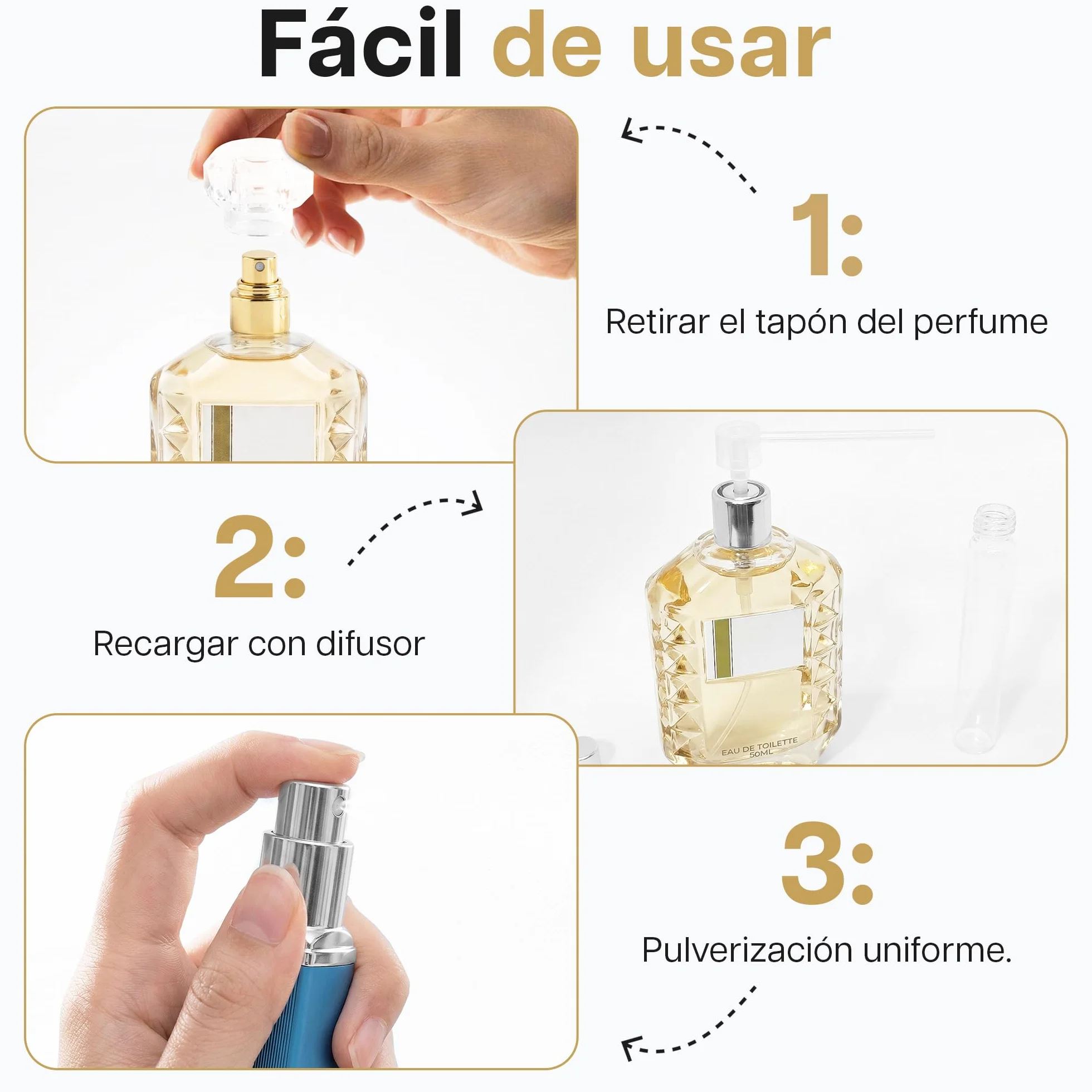 Atomizador Perfume Recargable 4PCS 10ml Aluminio Frasco Pulverizador Portátil