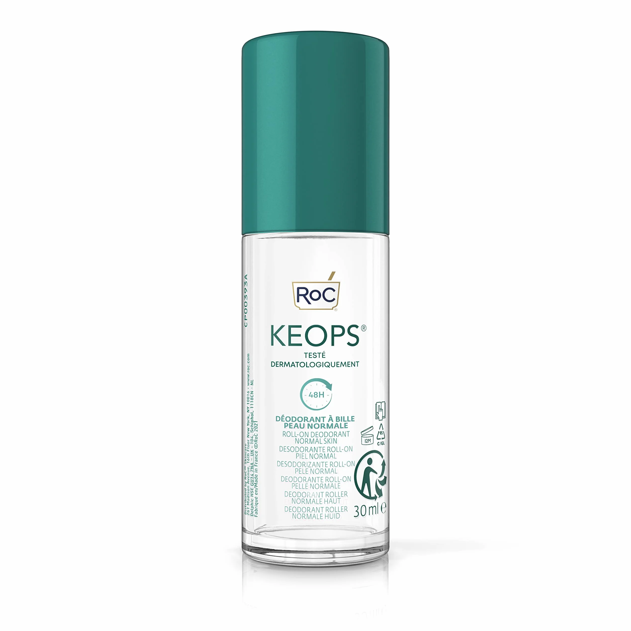 RoC KEOPS Desodorante Roll-on Antitranspirante 48 Horas Piel Normal Sin Alcohol 30 ml