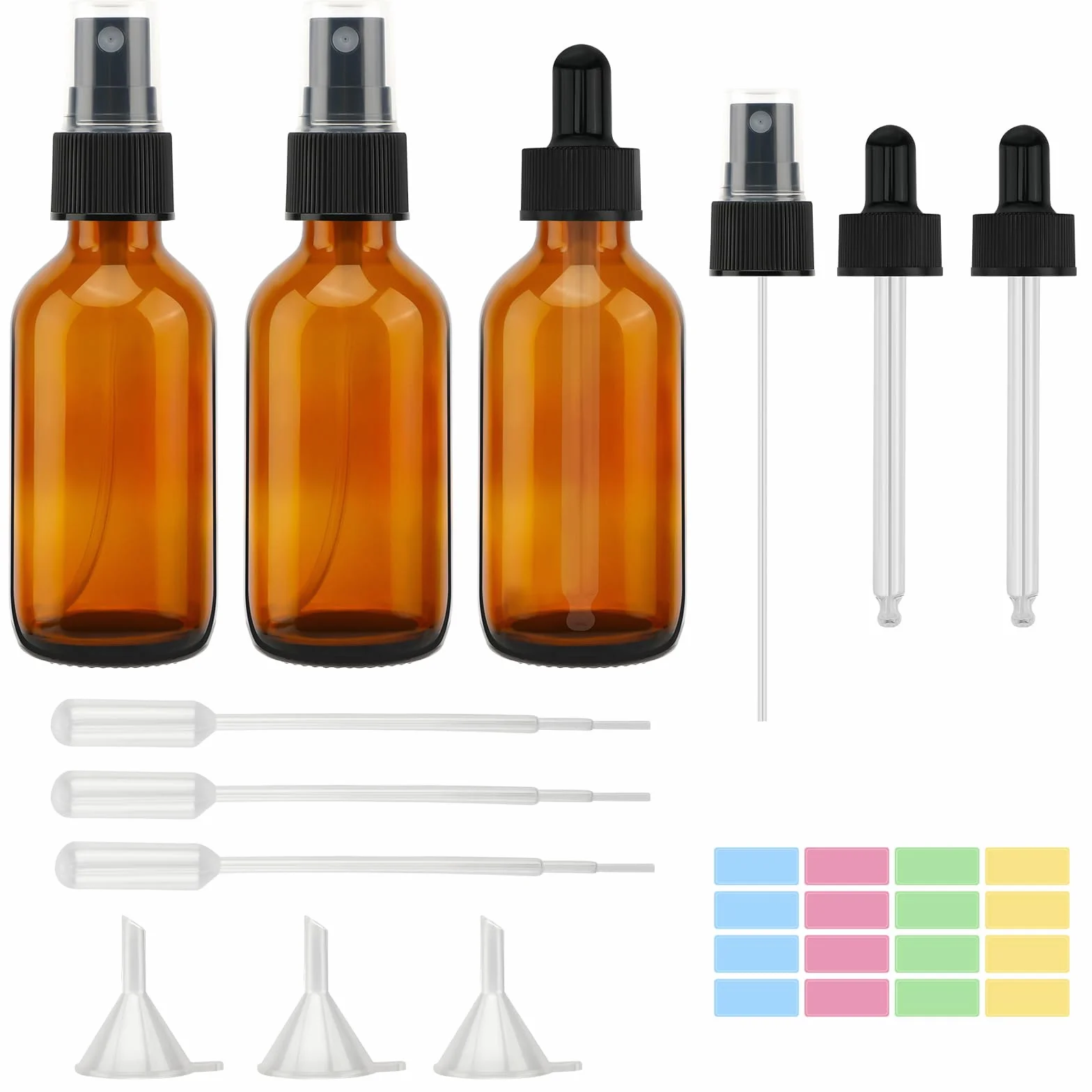 Pavlleen 3 Piezas Pulverizador Cristal Botella Atomizador Reutilizable Vacías Spray Bottle
