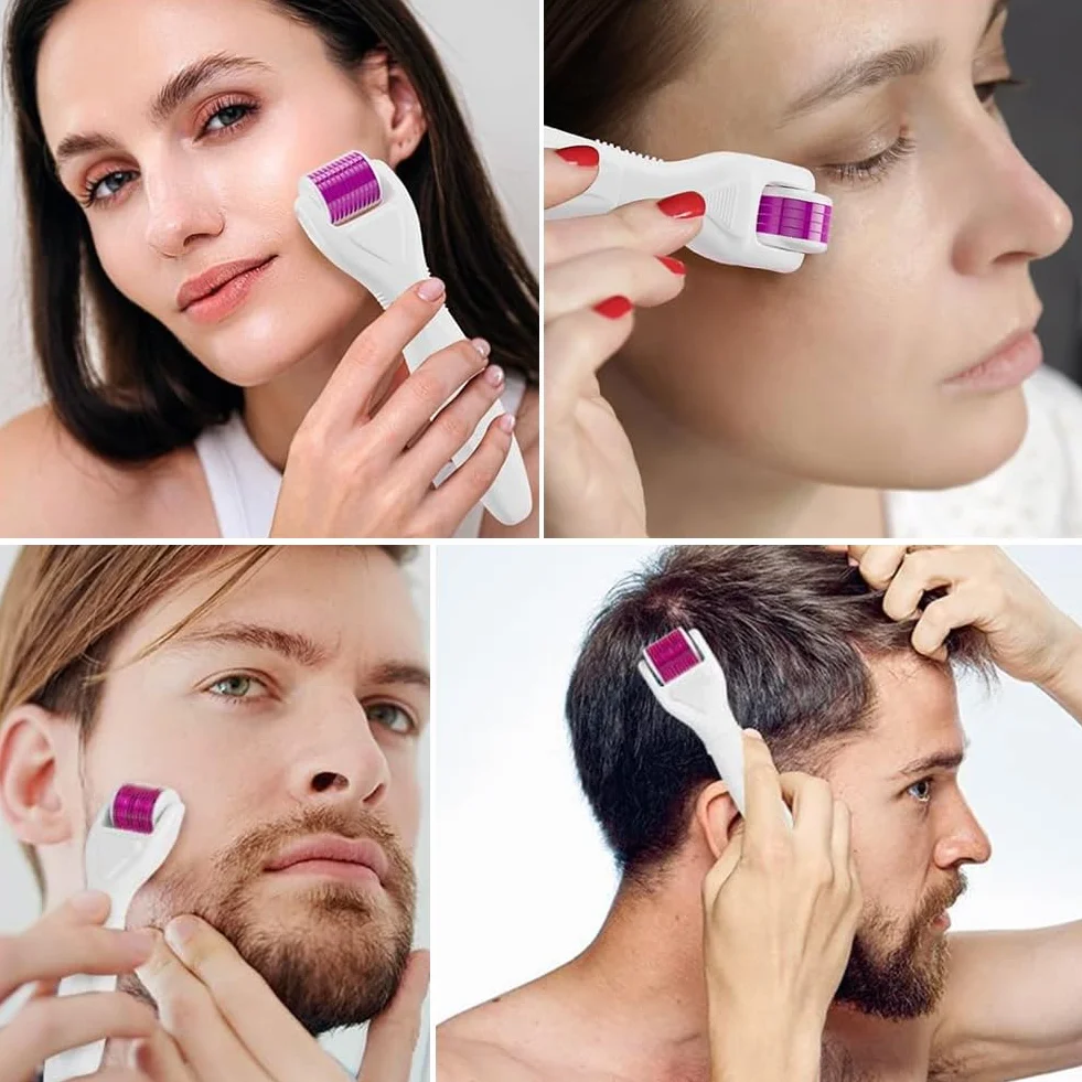 Derma Roller 6 en 1 Microneedle Roller 0.5mm+1mm+1.5mm para Cara y Cuerpo Microneedling Anti-Edad