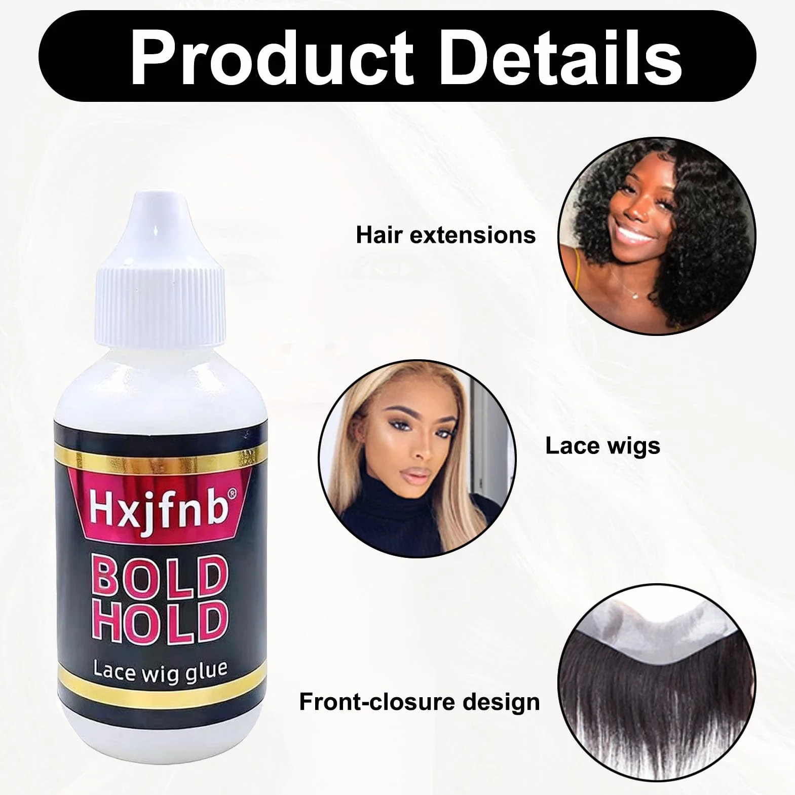 Pegamento para cabello y pelucas 60 ml, fuerte agarre, resistente al agua, para Lace Wigs
