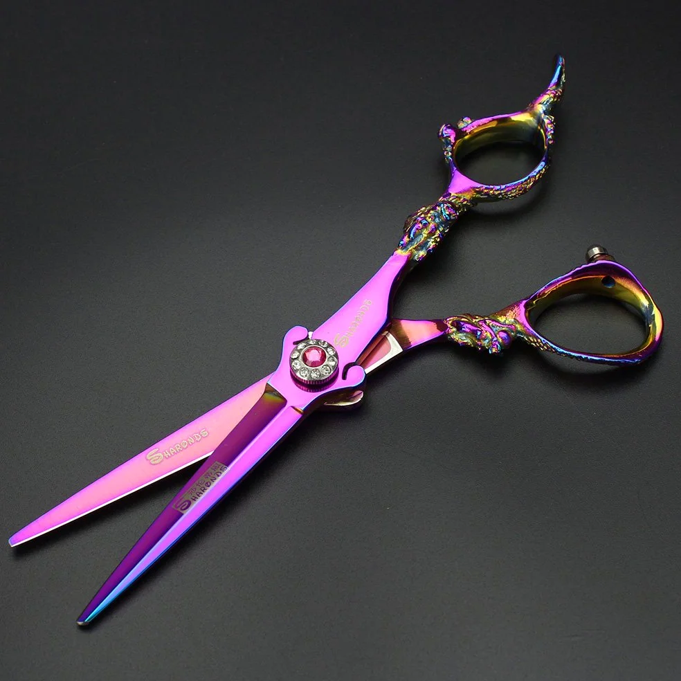 Juego de tijeras profesionales japonesas de peluquería de Dragon Knight de 5,5 pulgadas y 6 pulgadas, color morado