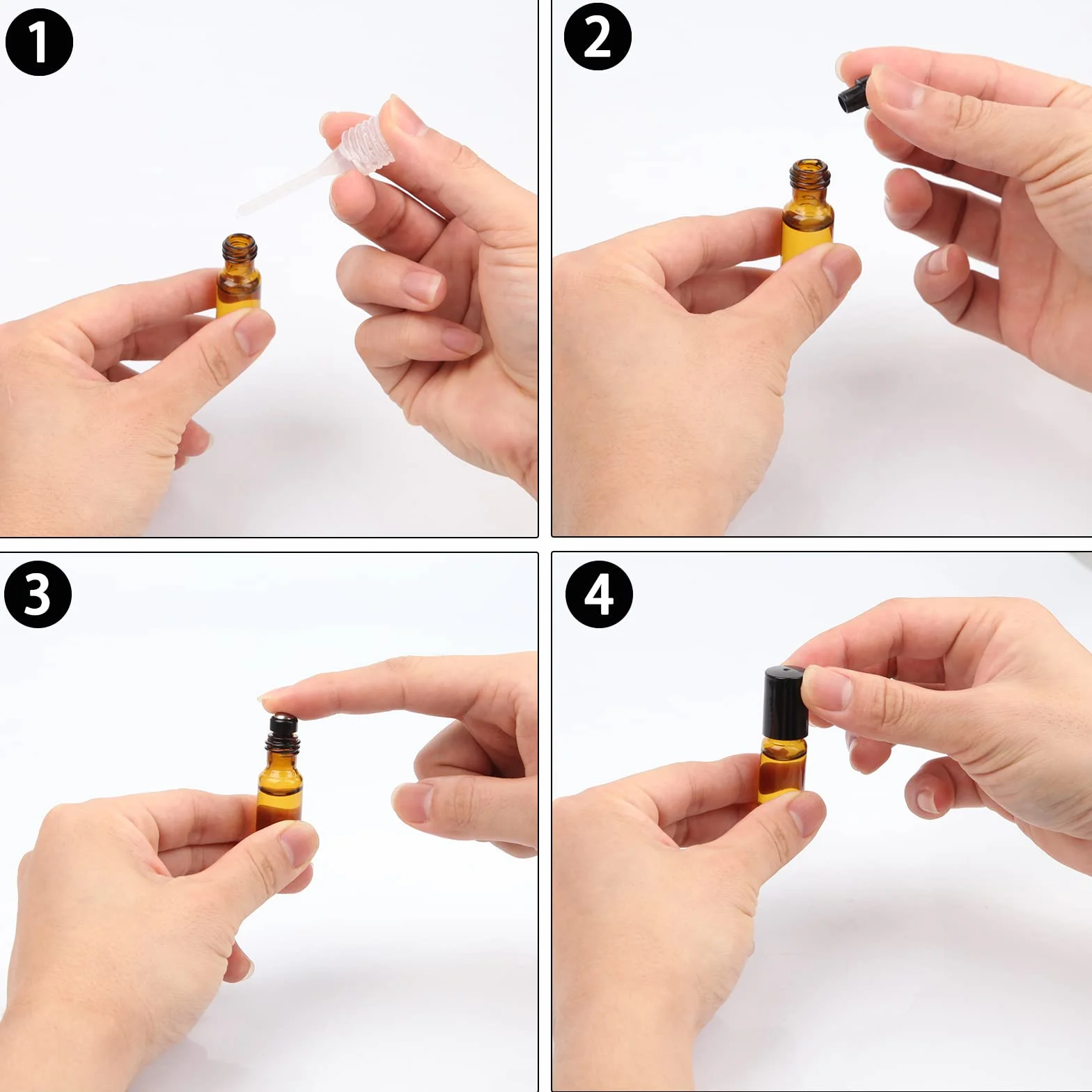 DKBT Roll On Aceites Esenciales 5ml 48pcs Botellas Rollon Cristal Rellenable Perfume con Bola de Acero Inoxidable para Masaje Aromaterapia