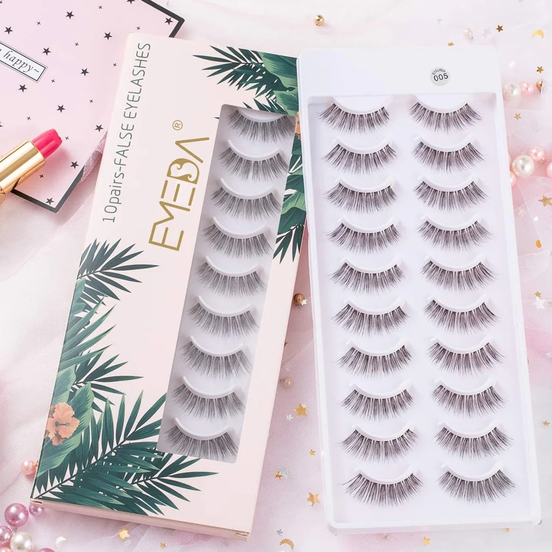 Emeda Pestañas Postizas Naturales 3D 10 Pares Reutilizable