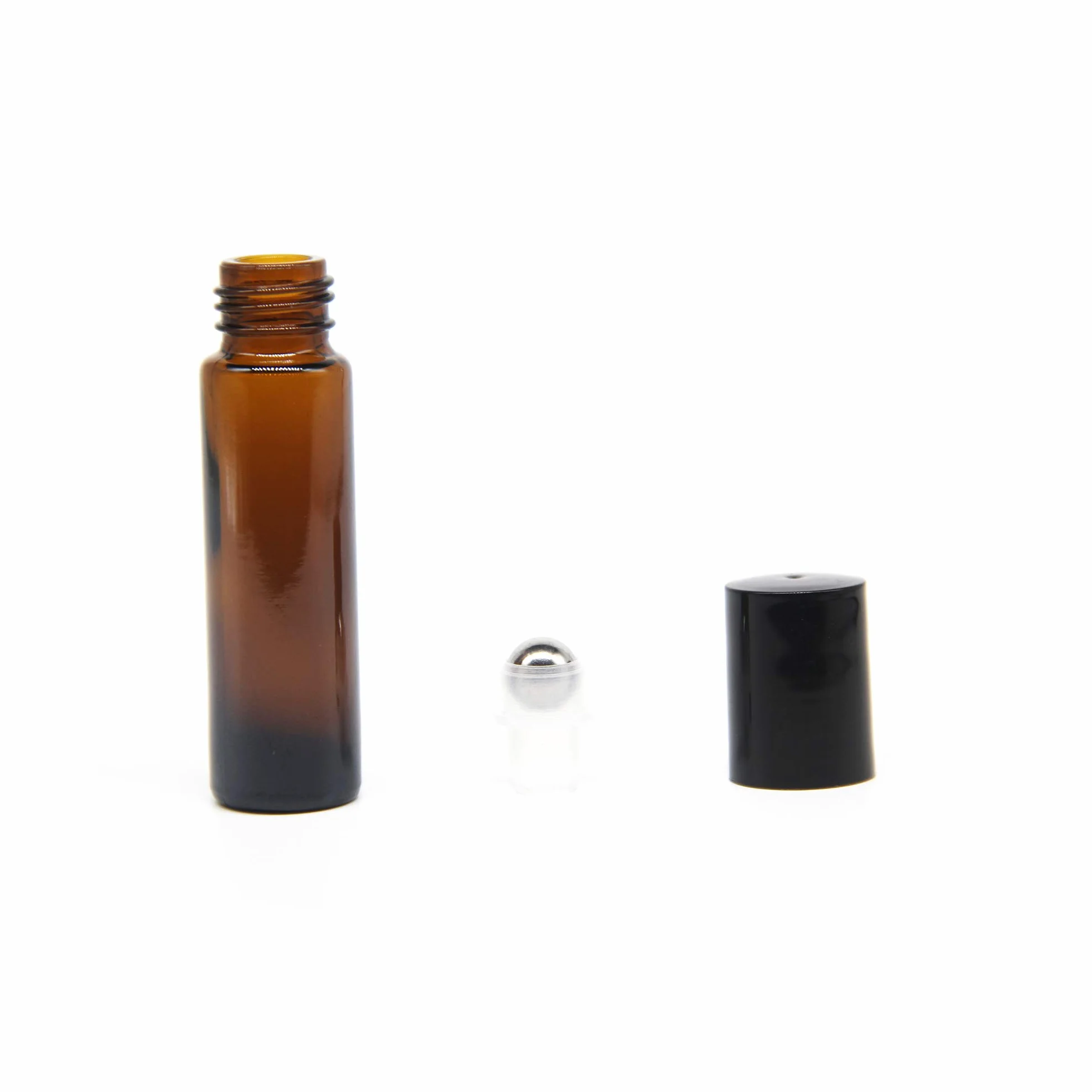 Botellas Roll On Cristal 10ml Marrón con Bola de Acero Inoxidable para Aceites Esenciales – 6 Pcs