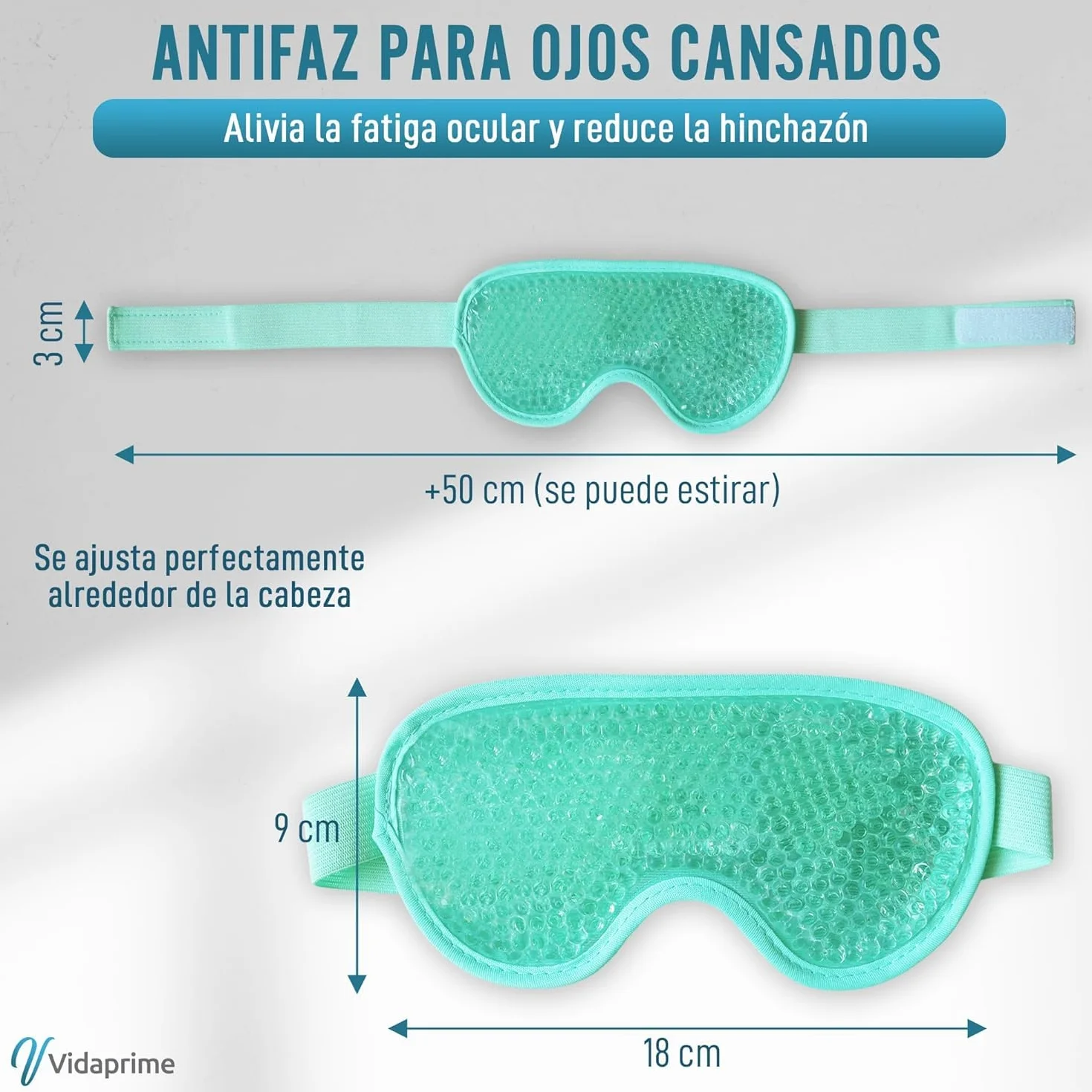 OrtoPrime Antifaz Gel Frío Ojos para Dormir Máscara Reutilizable Migraña Ojeras