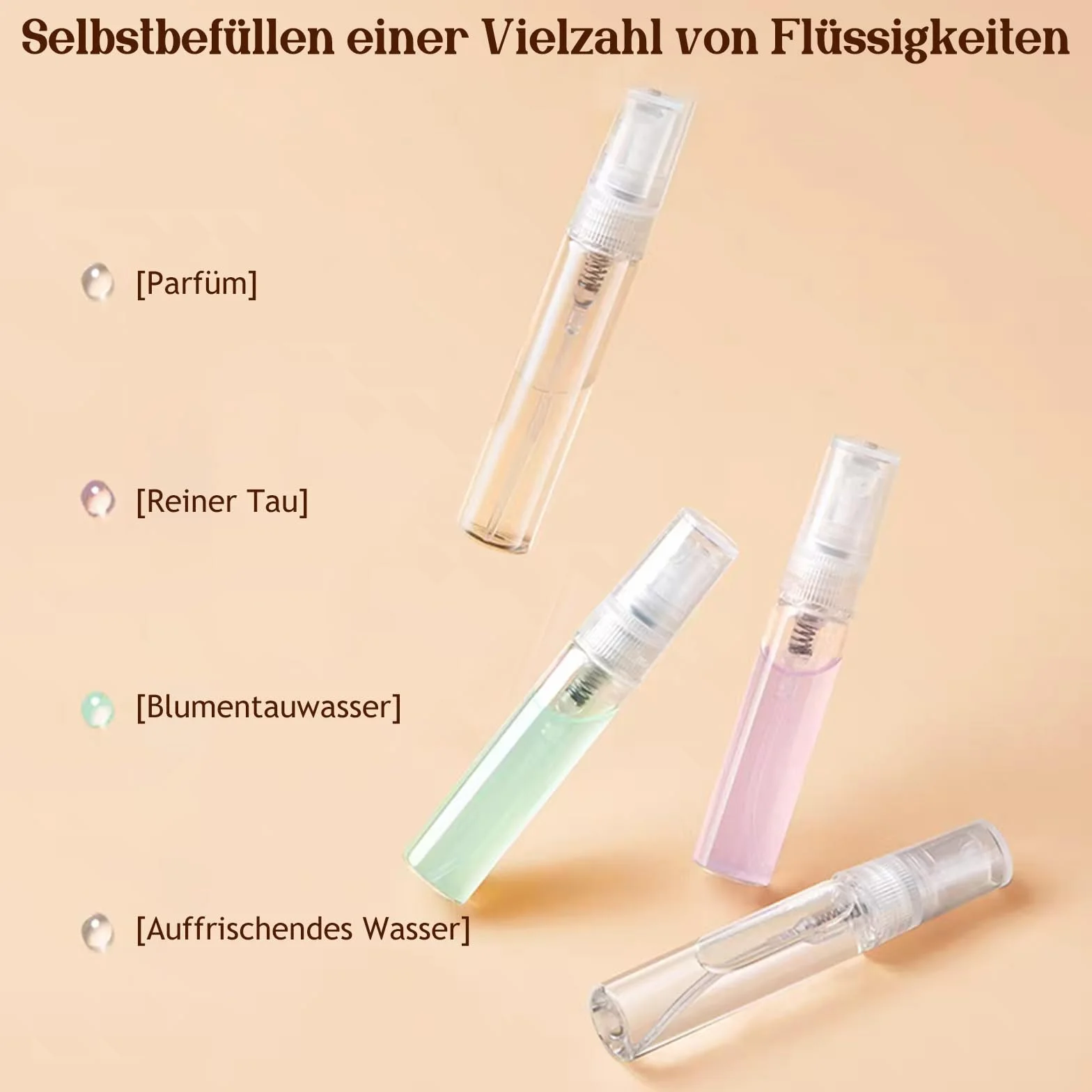 Mini botella pulverizadora de niebla fina 5 ml portátil cristal transparente para viajes vacía con embudo pipetas