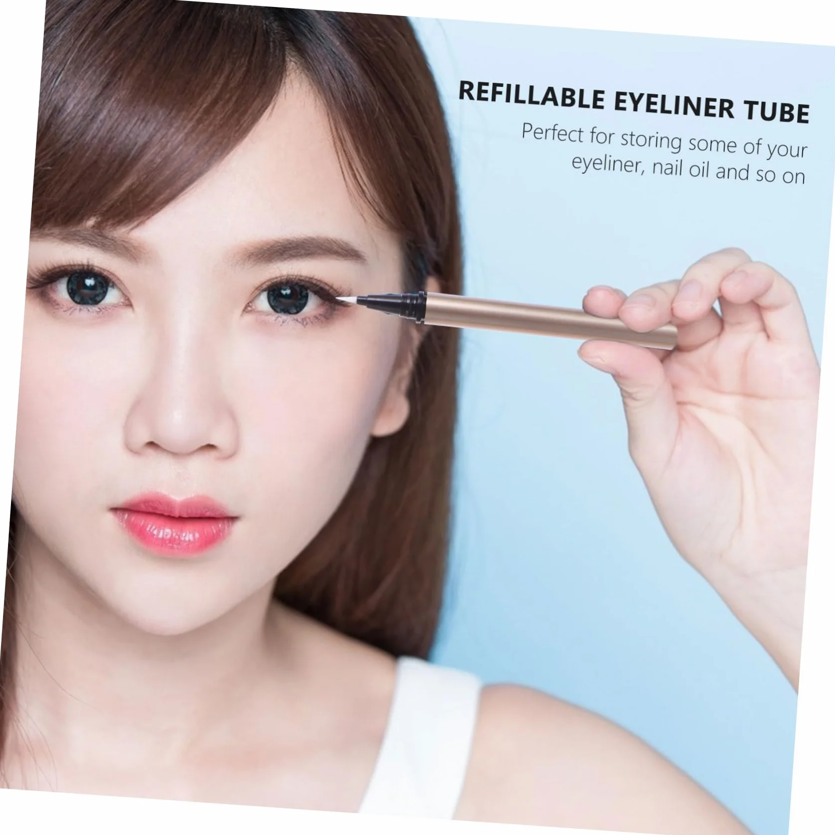 Tubo de Delineador de Ojos Vacío Dorado de 1ml, Paquete de 5 Piezas, Plástico Portátil para Almacenar Esmalte y Uso en Mayoristas y Minoristas de Cosméticos