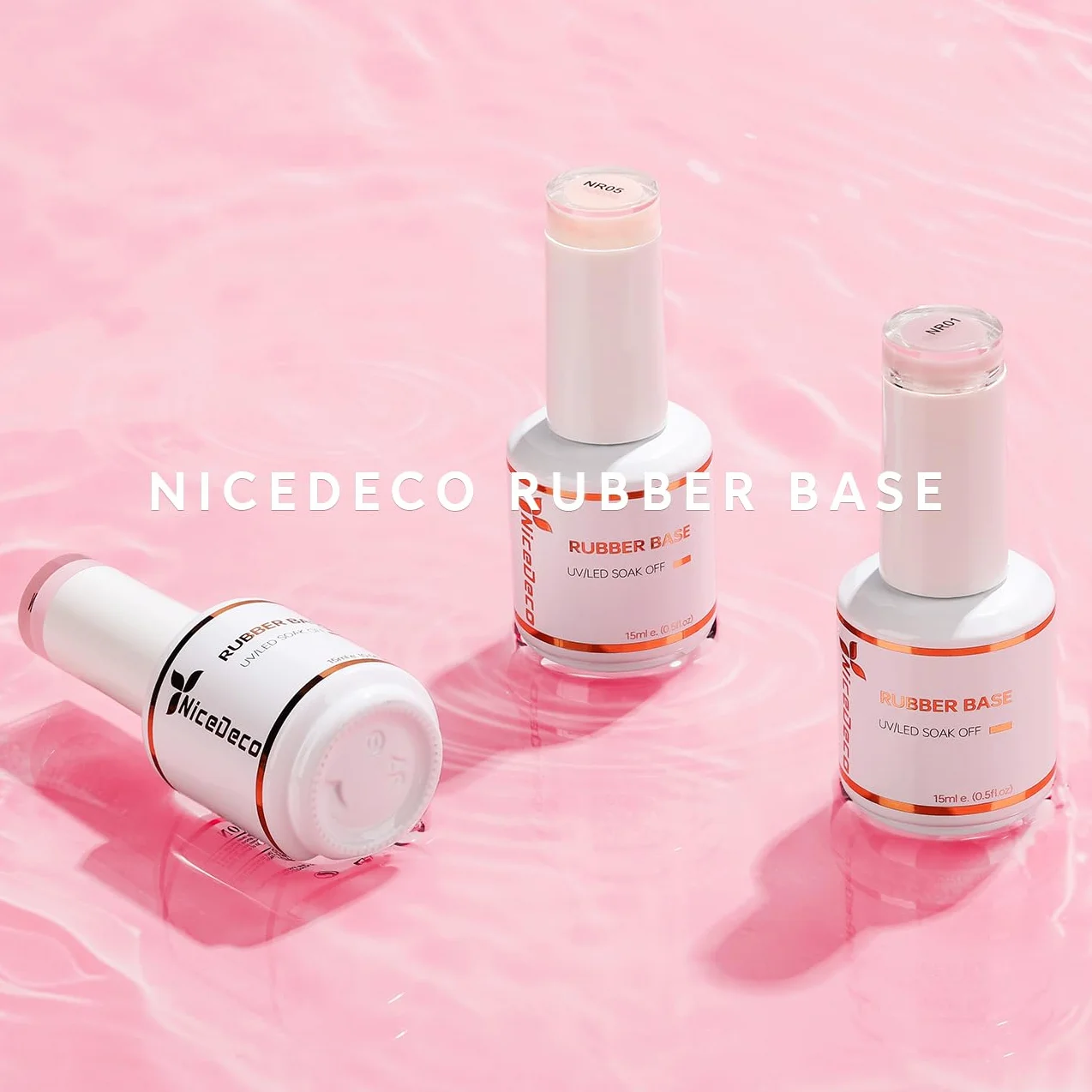 Nicedeco Base Rubber para Uñas Esmaltes Semipermanentes en Gel UV/LED Soak-Off 15ML