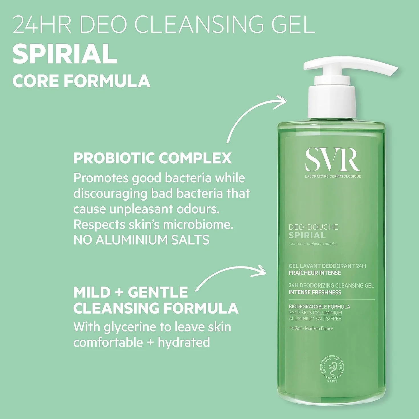 SVR Spirial Deo-Douche Gel 2 en 1 Gel de Ducha y Desodorante 400ml