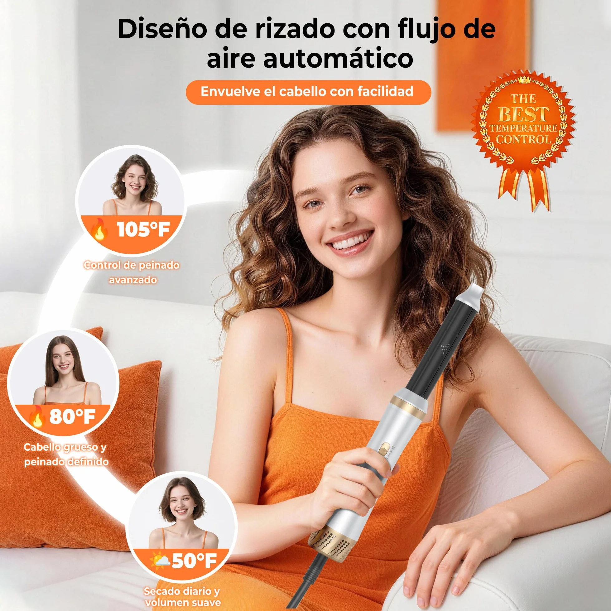 Cepillo Secador de Pelo 5 en 1 Multifunción con 5 Cabezales y 3 Temperaturas
