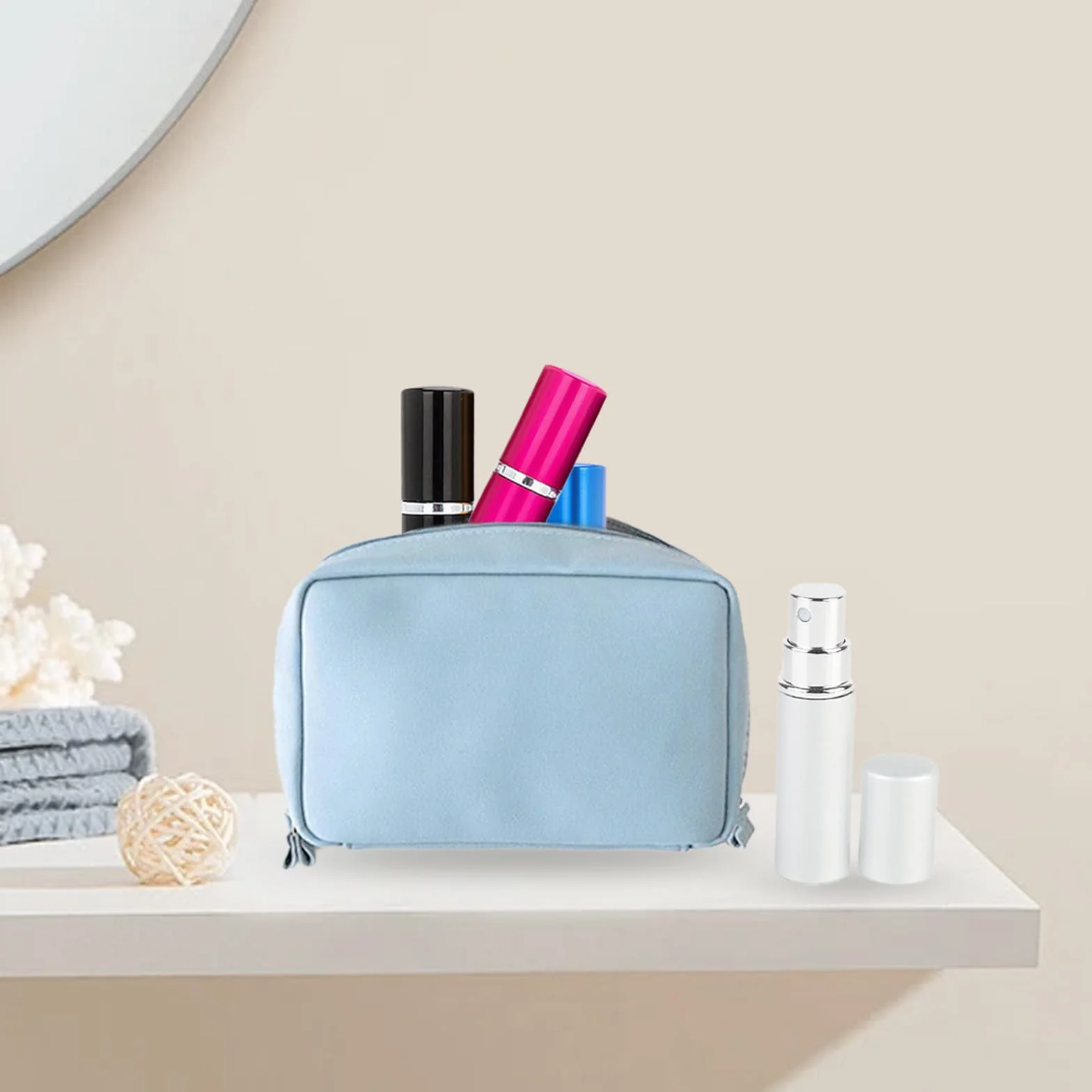 KEYRI Atomizador Perfume Recargable 10ml, Dispensador Viaje Mini Botella Rociadora Portátil (Negro+Blanco+Rosa+Rojo+Plata)