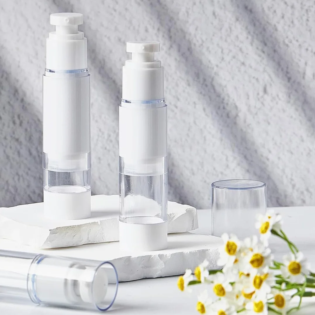 6 Piezas 50 ml Bote Airless Dispensador de Bomba, Travel Bottles, Botella de Bomba de Presión Cosmética, Botella de Vacío, Botellas Dispensadoras de Gel, para Loción Crema Base Loción Esencia