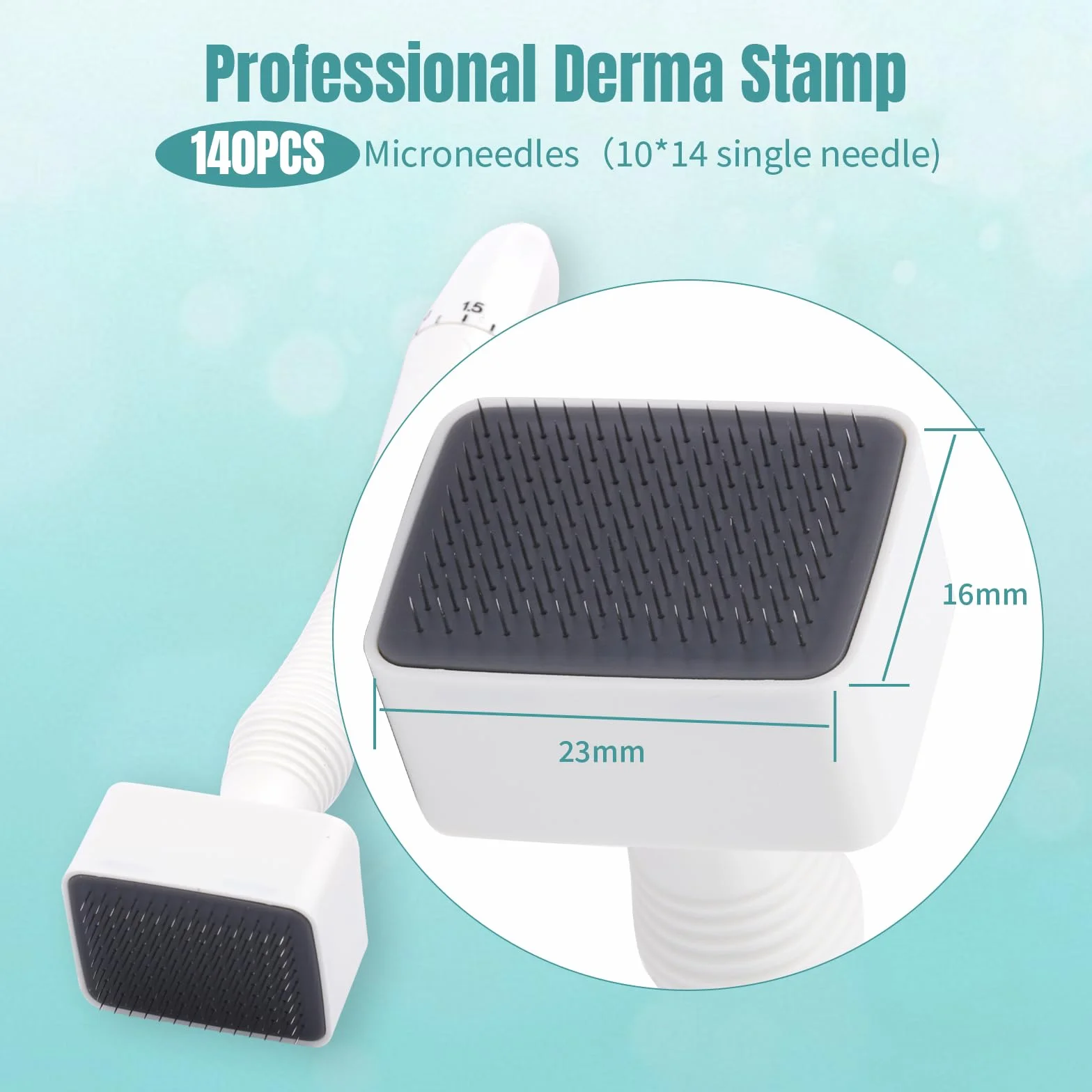 GEMERRY Derma Stamp 140 Agujas Ajustable 0-3mm para Crecimiento del Cabello y Barba