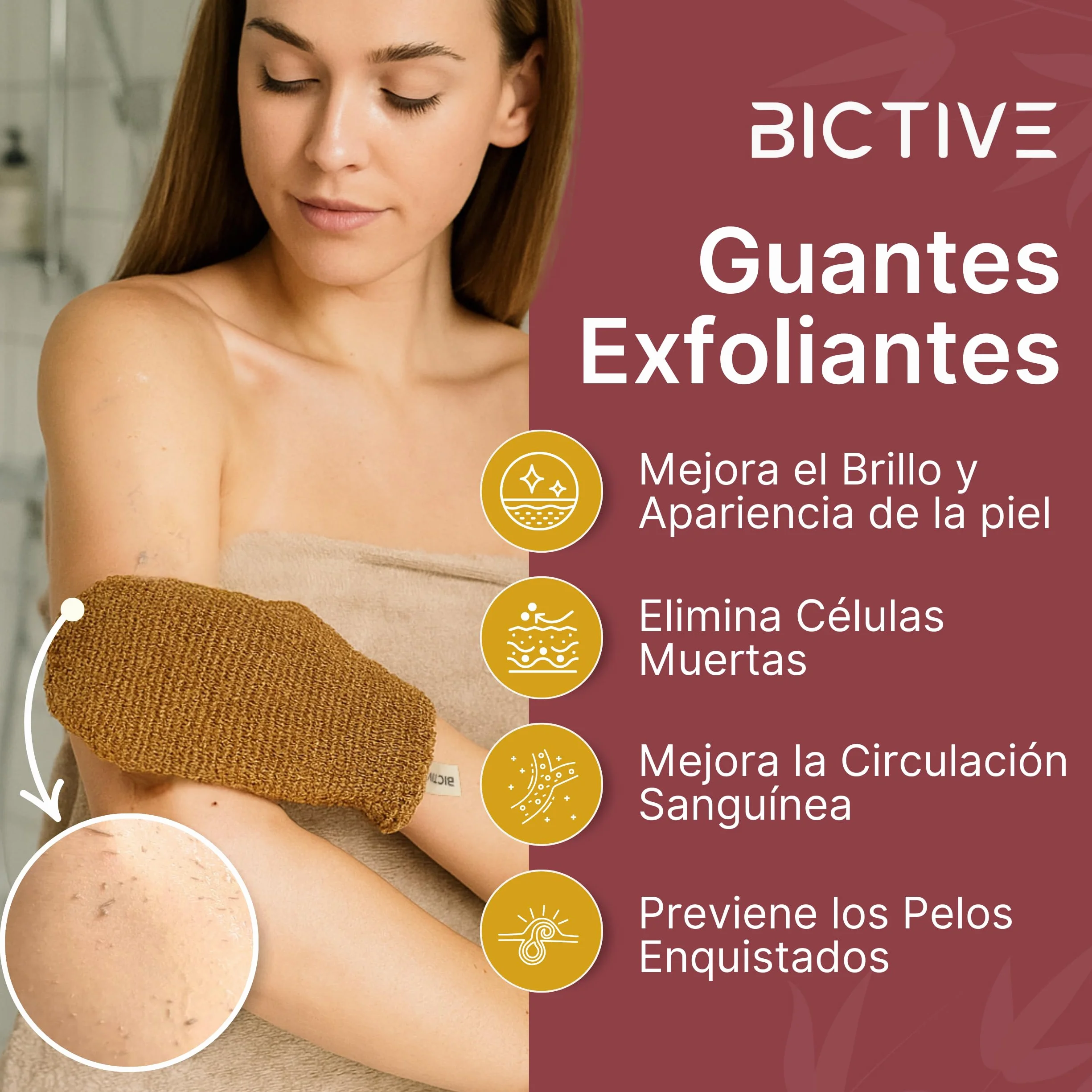Guantes Exfoliantes Corporales de Fibras Naturales Kit de 2 - Manopla Exfoliante para Ducha