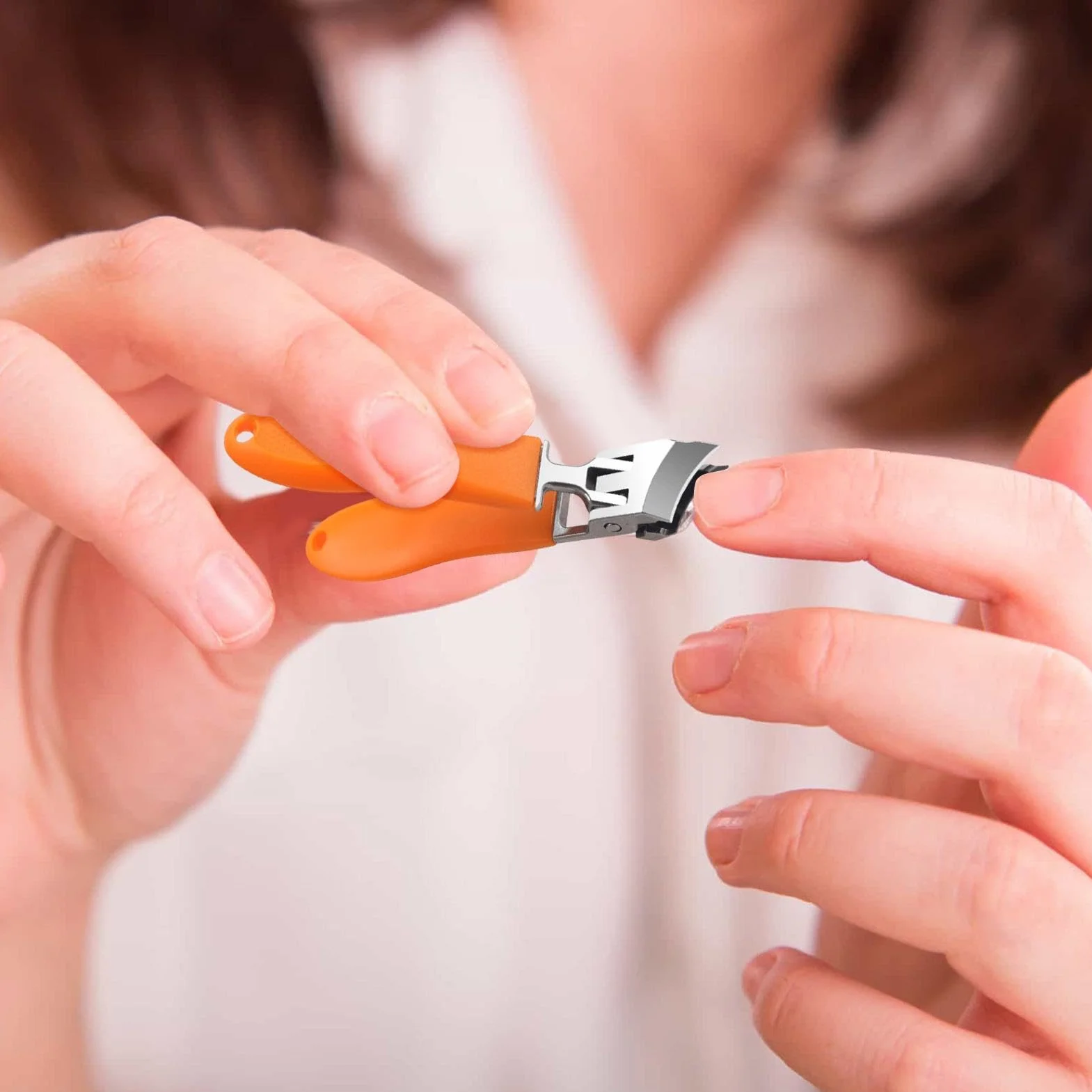 Cortaúñas en ángulo sin salpicaduras para hombres - Cortaúñas curvadas de mandíbula ancha y mango largo