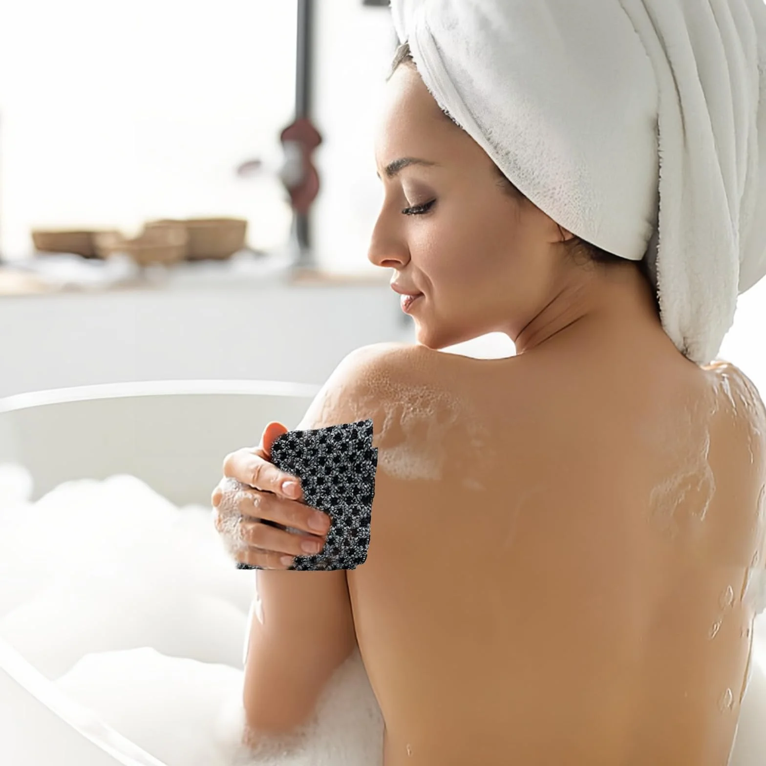 Toalla Exfoliante Larga Japonés para Espalda, Exfoliación Corporal, Juego de 2 Piezas