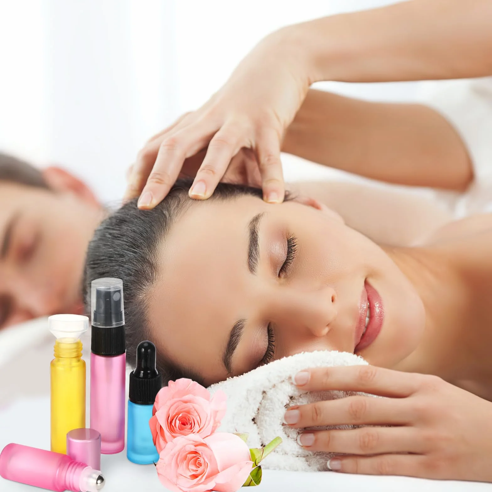 Zikenis 18 Piezas Botellas Roll On Cristal 10ml 5ml Aceite Esencial con Bola de Acero Inoxidable