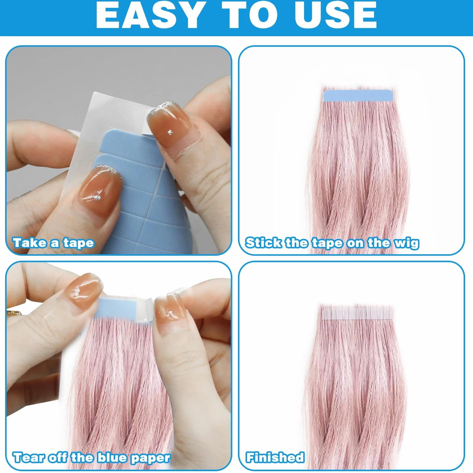 Cinta adhesiva de repuesto para extensiones de cabello, 120 unidades, doble cara, para cabello humano