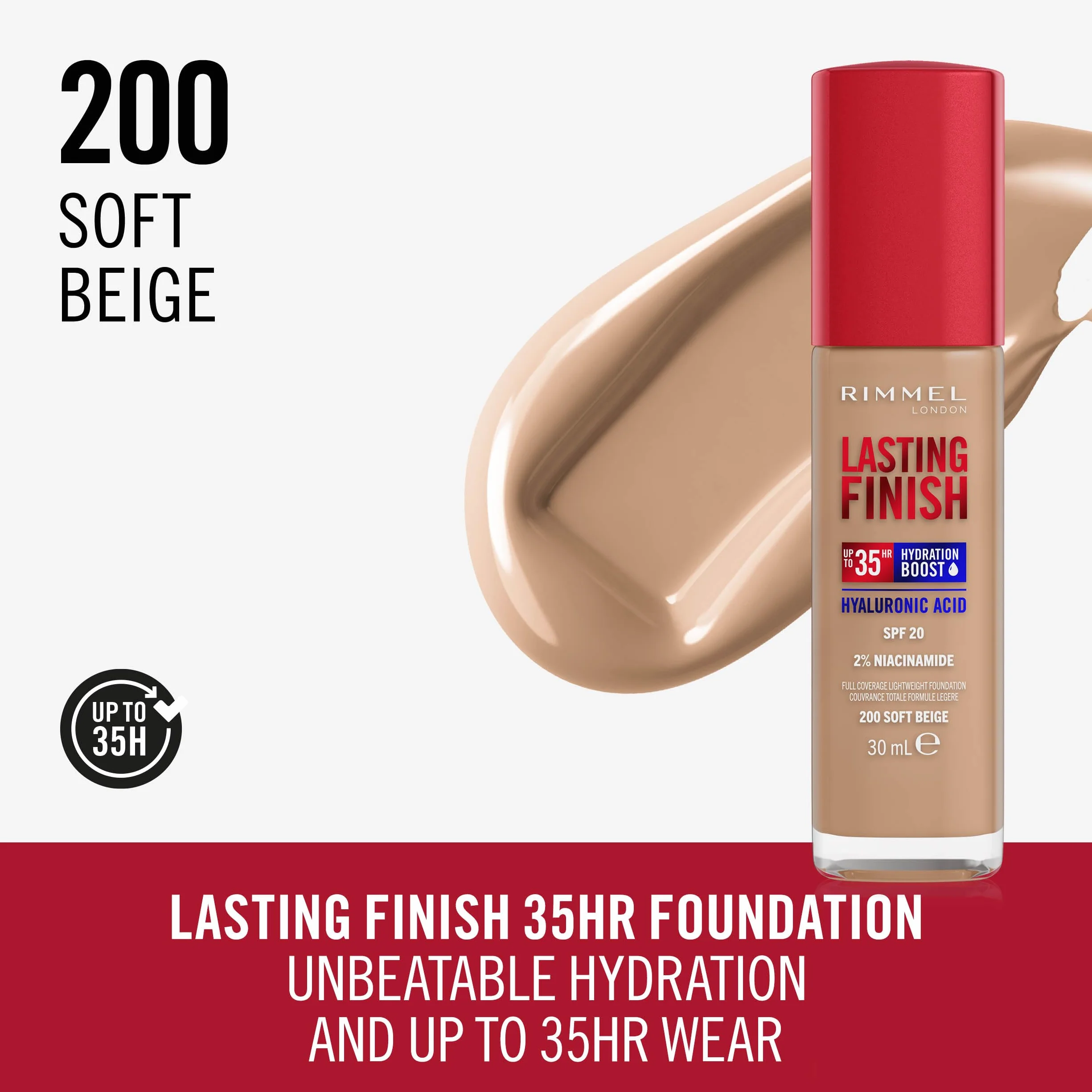 Rimmel London Lasting Finish Base de maquillaje 200 Soft Beige 30ml
