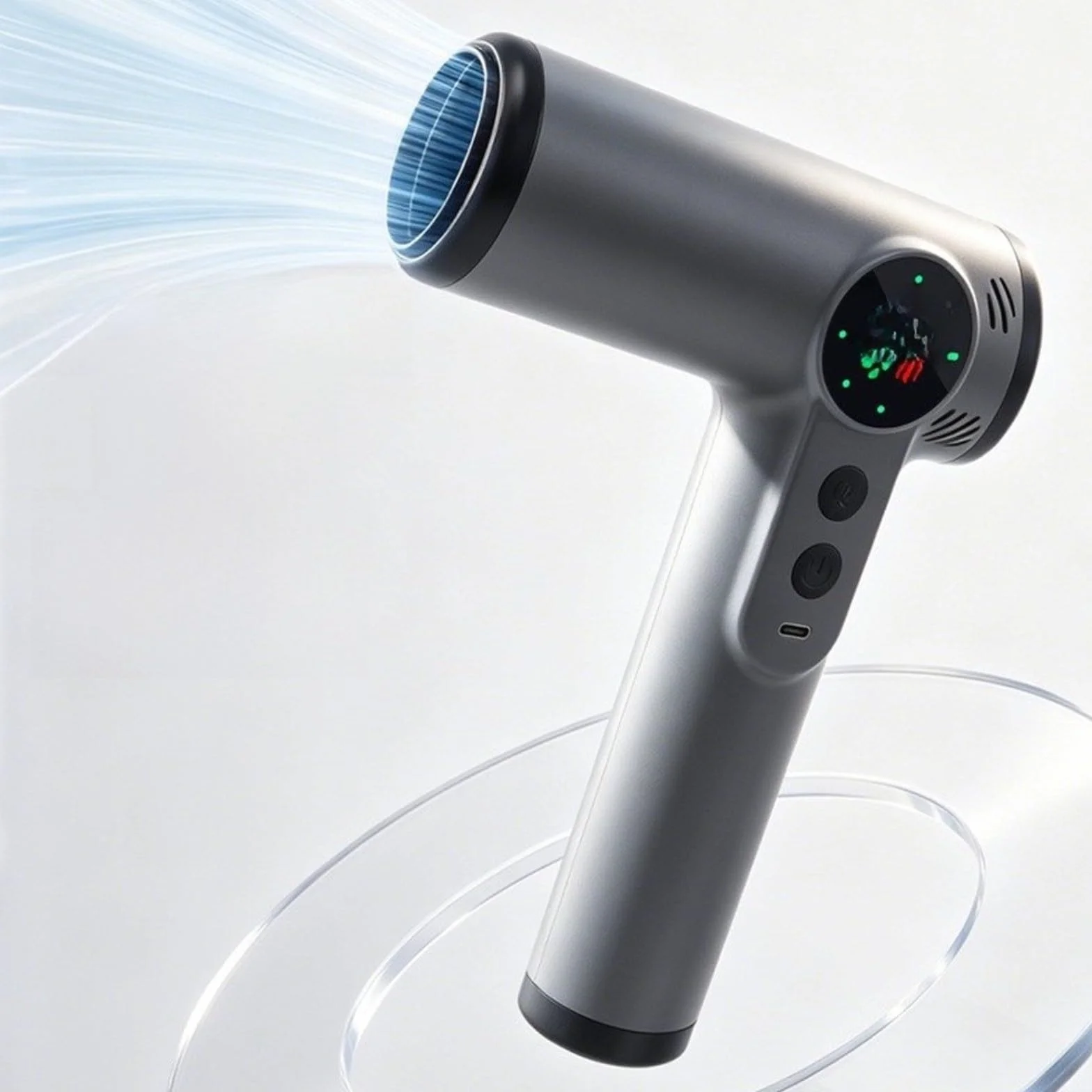 Secador de pelo portátil inalámbrico recargable por USB, secador de pelo de viaje con boquilla, ligero, ABS, compacto, para uso en casa, gimnasio, viajes (gris)