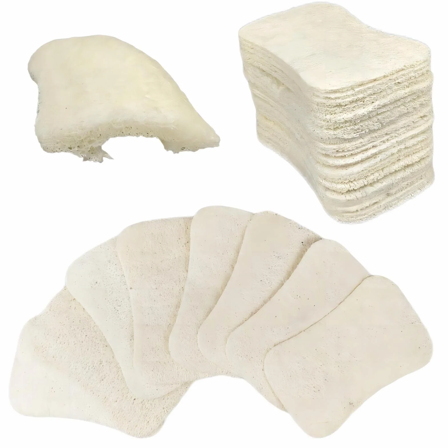 Paquete de 50 esponjas naturales de lufa, multiusos, antiarañazos para limpiar cocina, baño y hogar