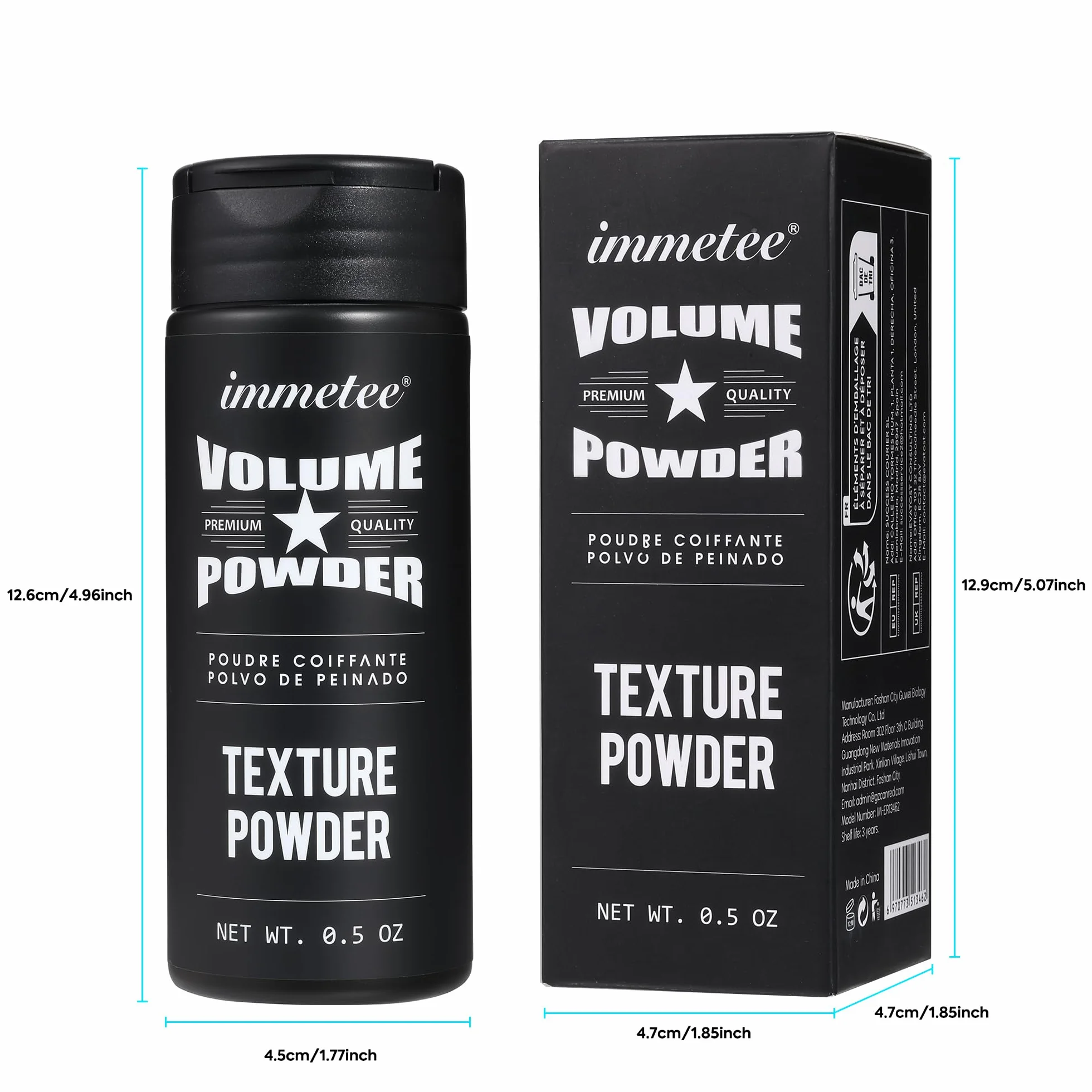 immetee Polvos Volumen Texturizantes para el Pelo Hombre Mujer, Efecto Mate Acabado Natural, 14g