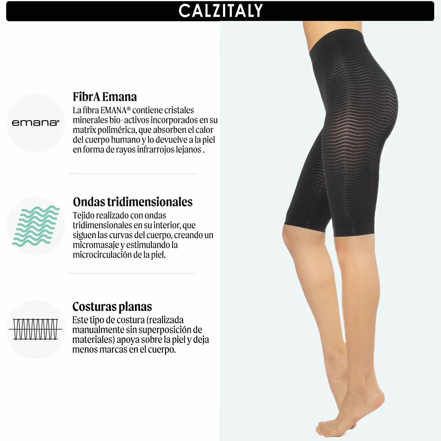 CALZITALY Tratamiento Anticelulítico, Pijama Masajeador Tonificante, Activa la Microcirculación, Gel y Arcilla Efecto Calor con Cafeína